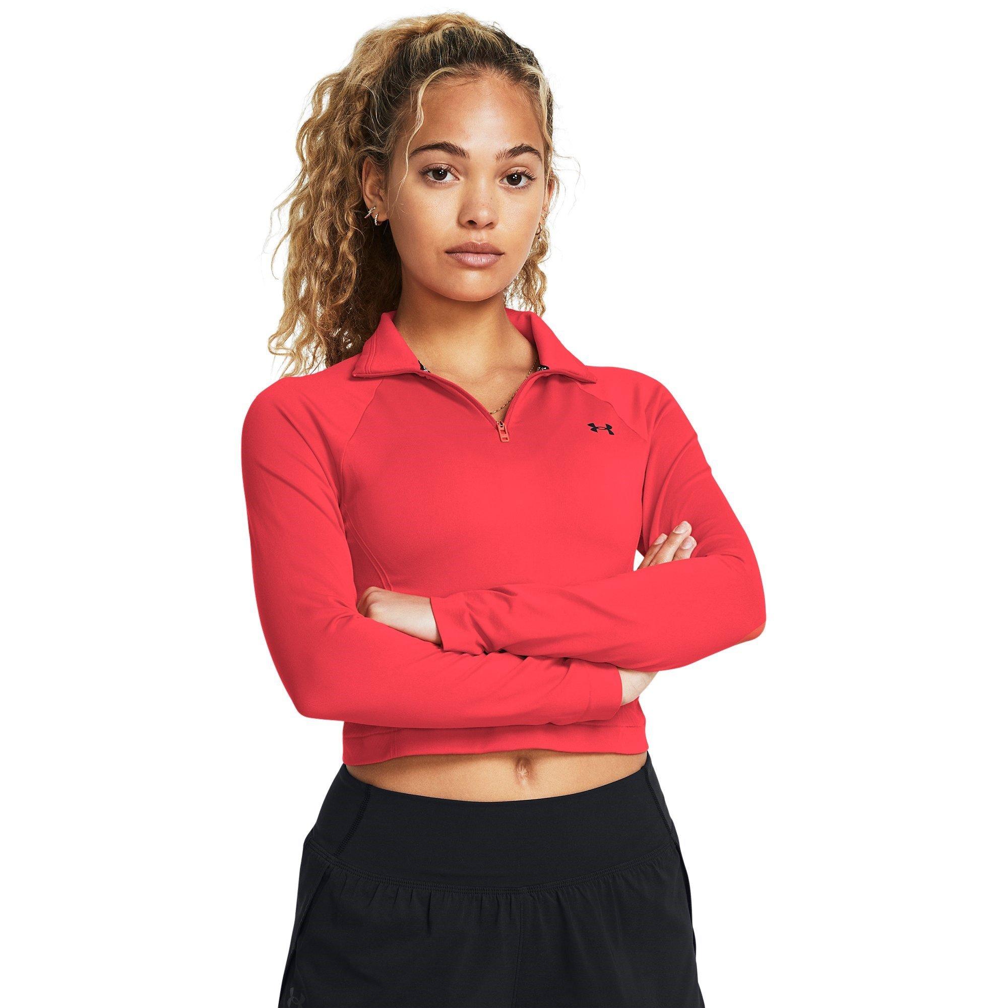 Red - Under Armour - quarter Zip Cropped Fleece - 3