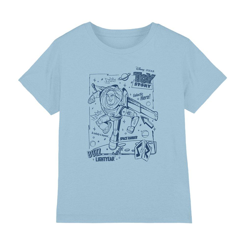 Light Blue - Disney - Toy Story Buzz Lightyear Sketch Kids T-Shirt Ligh - 1