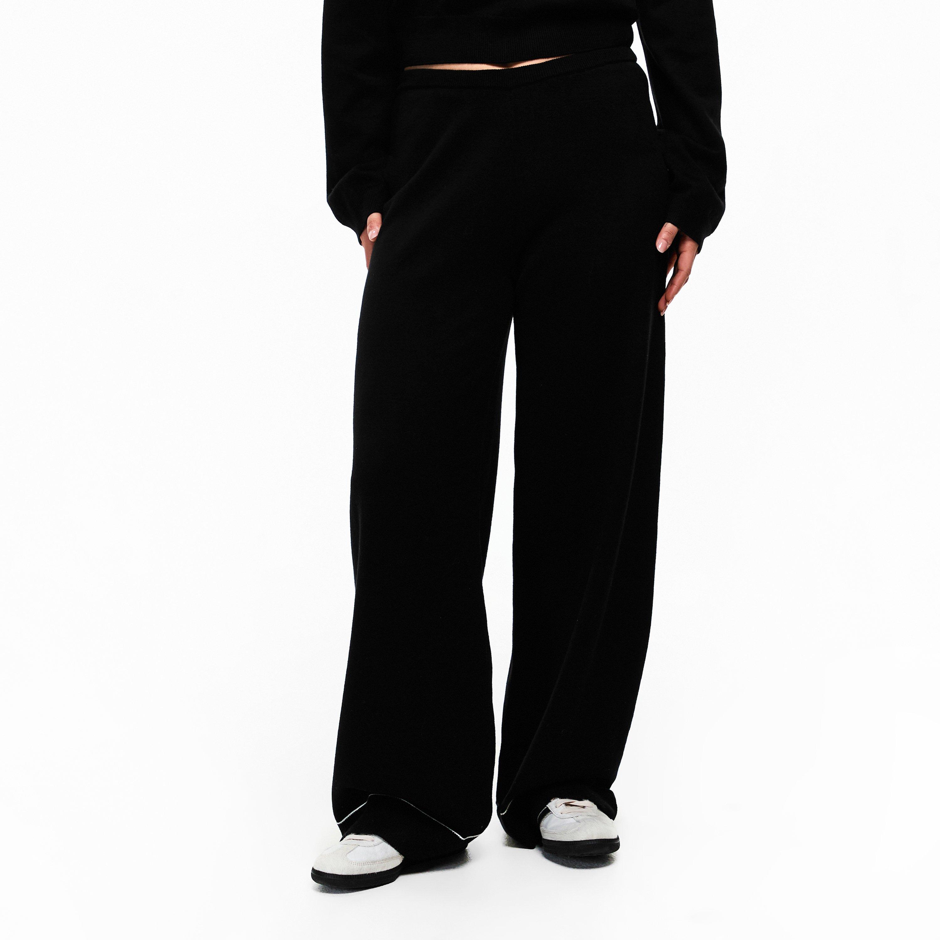 Black - The Couture Club - Womens Knitted Panel Trousers - 3