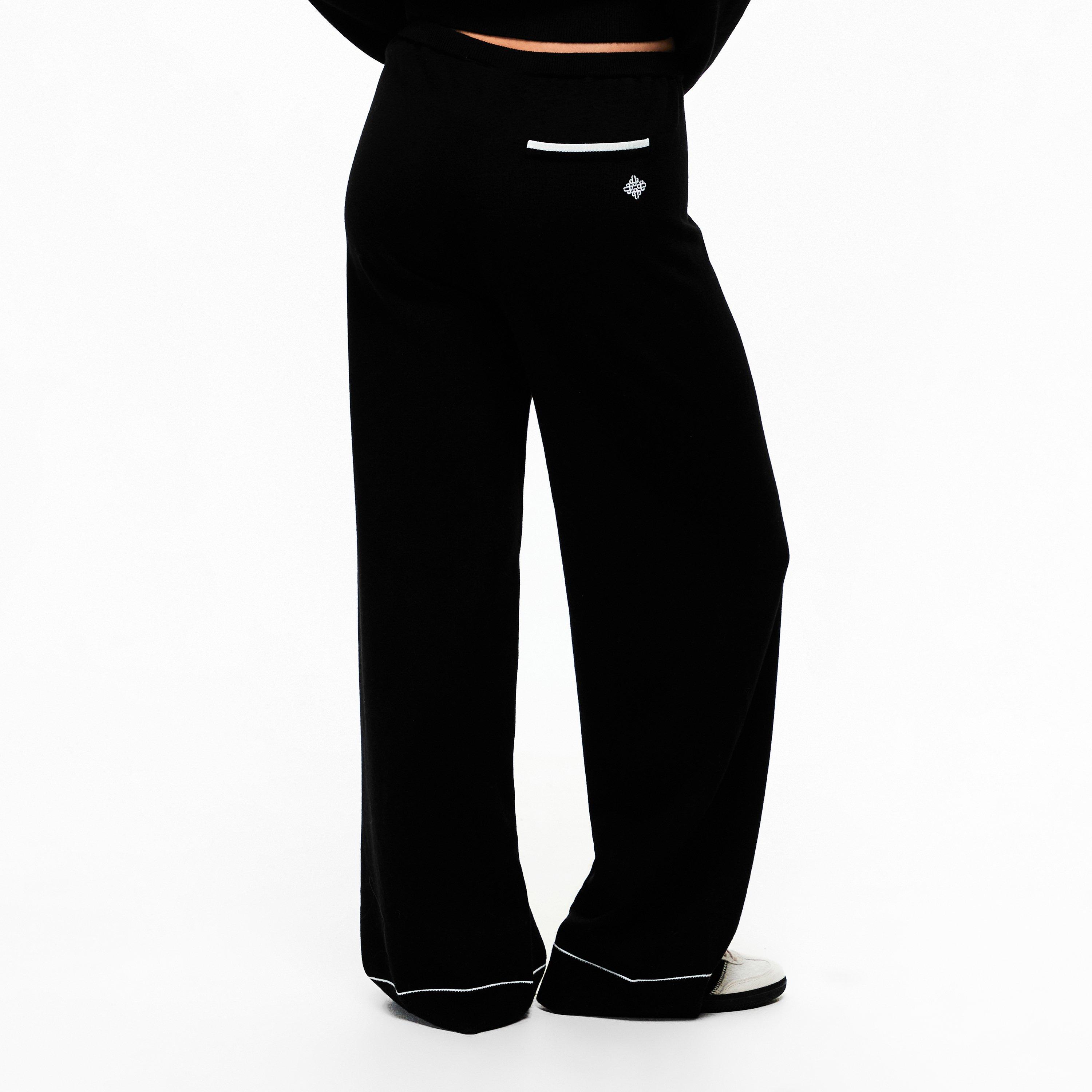 Black - The Couture Club - Womens Knitted Panel Trousers - 4