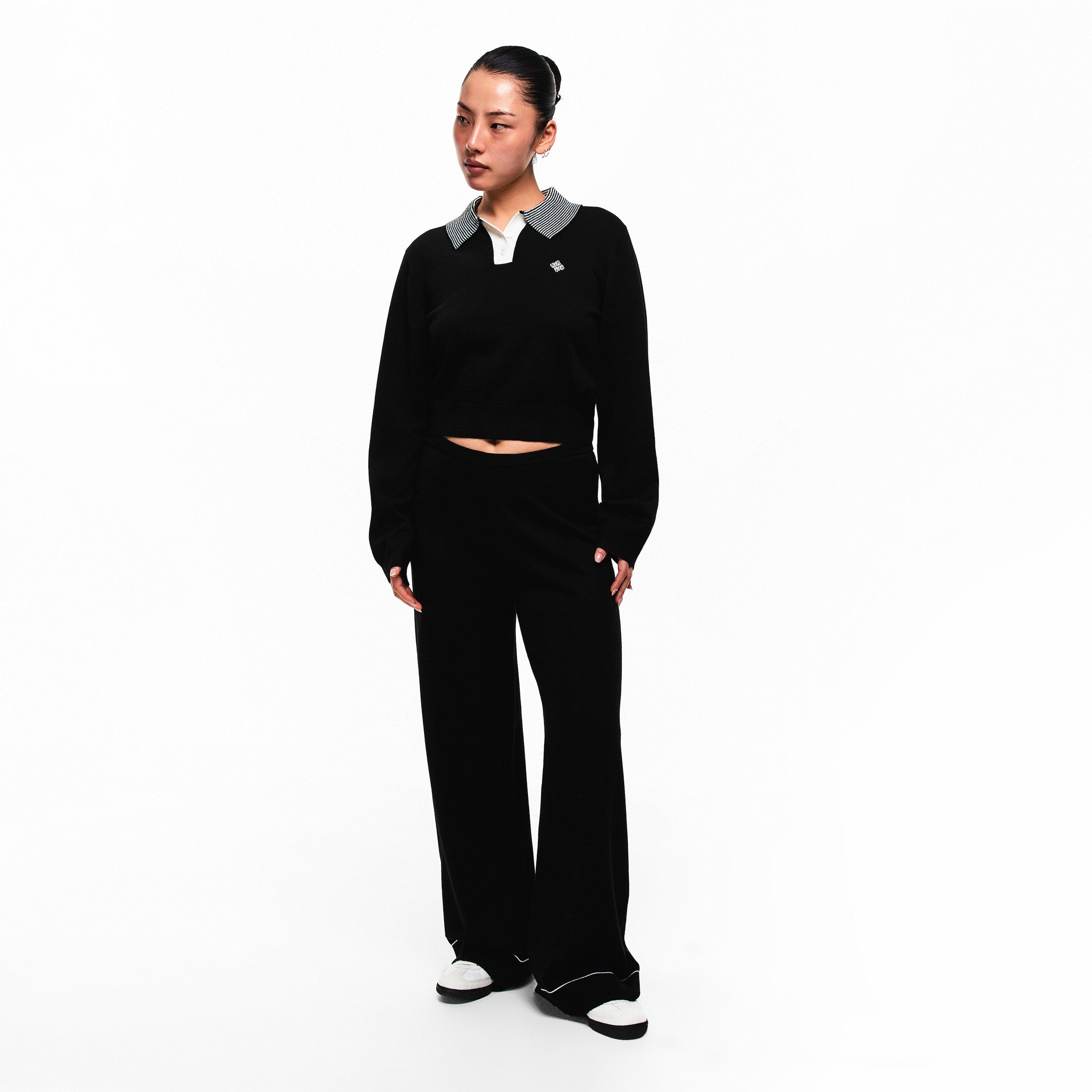 Black - The Couture Club - Womens Knitted Panel Trousers - 6
