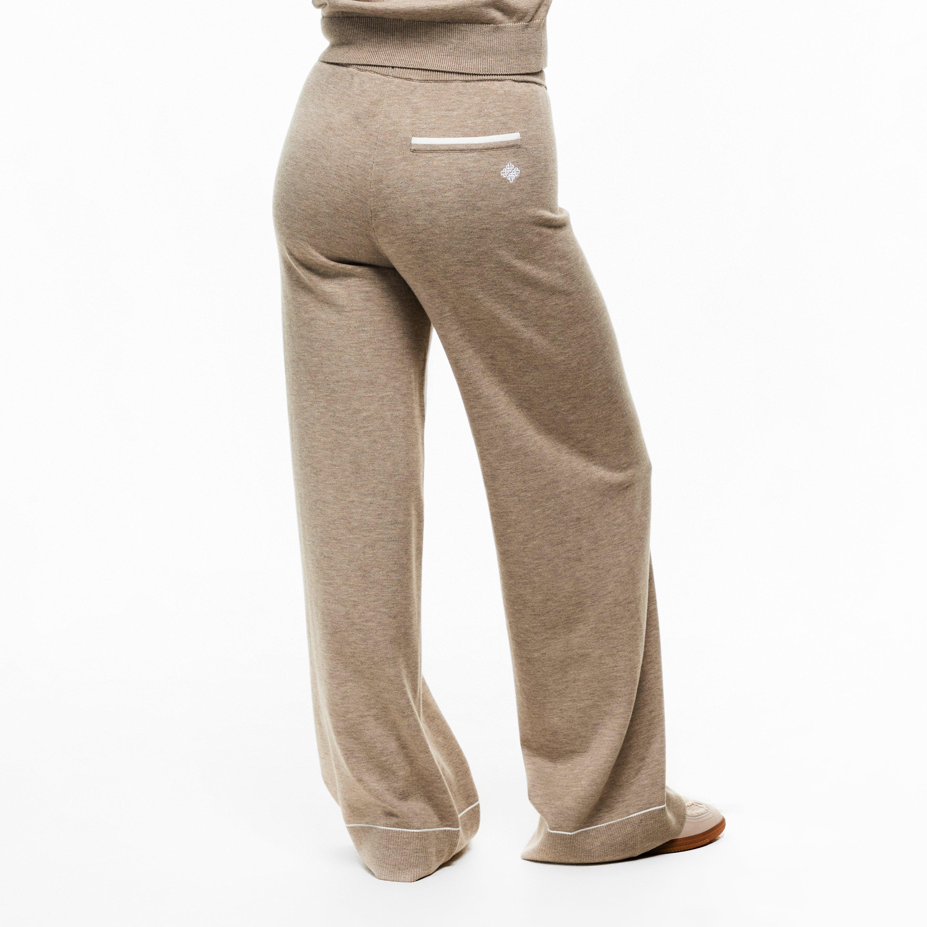 Beige - The Couture Club - Womens Knitted Panel Trousers - 4