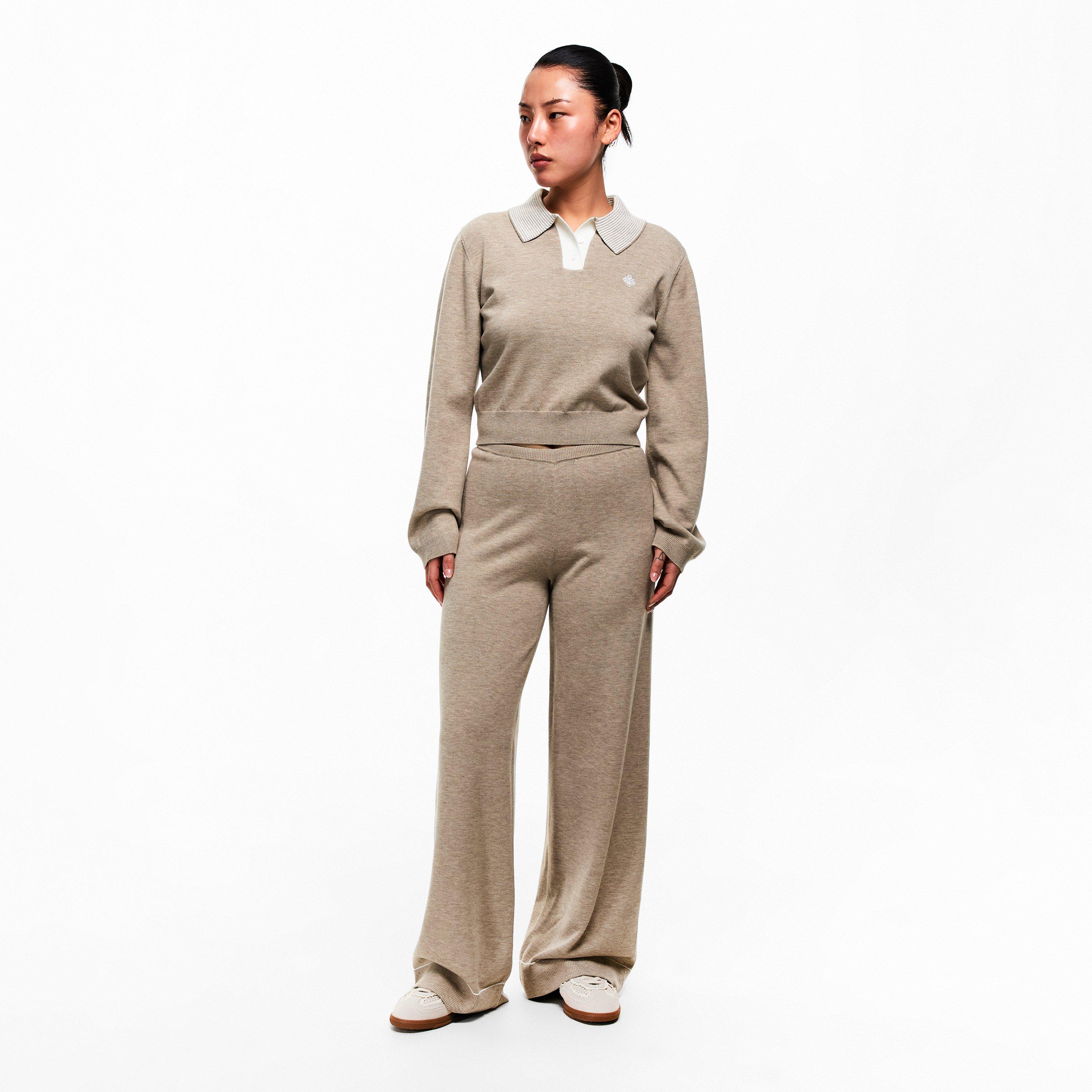 Beige - The Couture Club - Womens Knitted Panel Trousers - 6