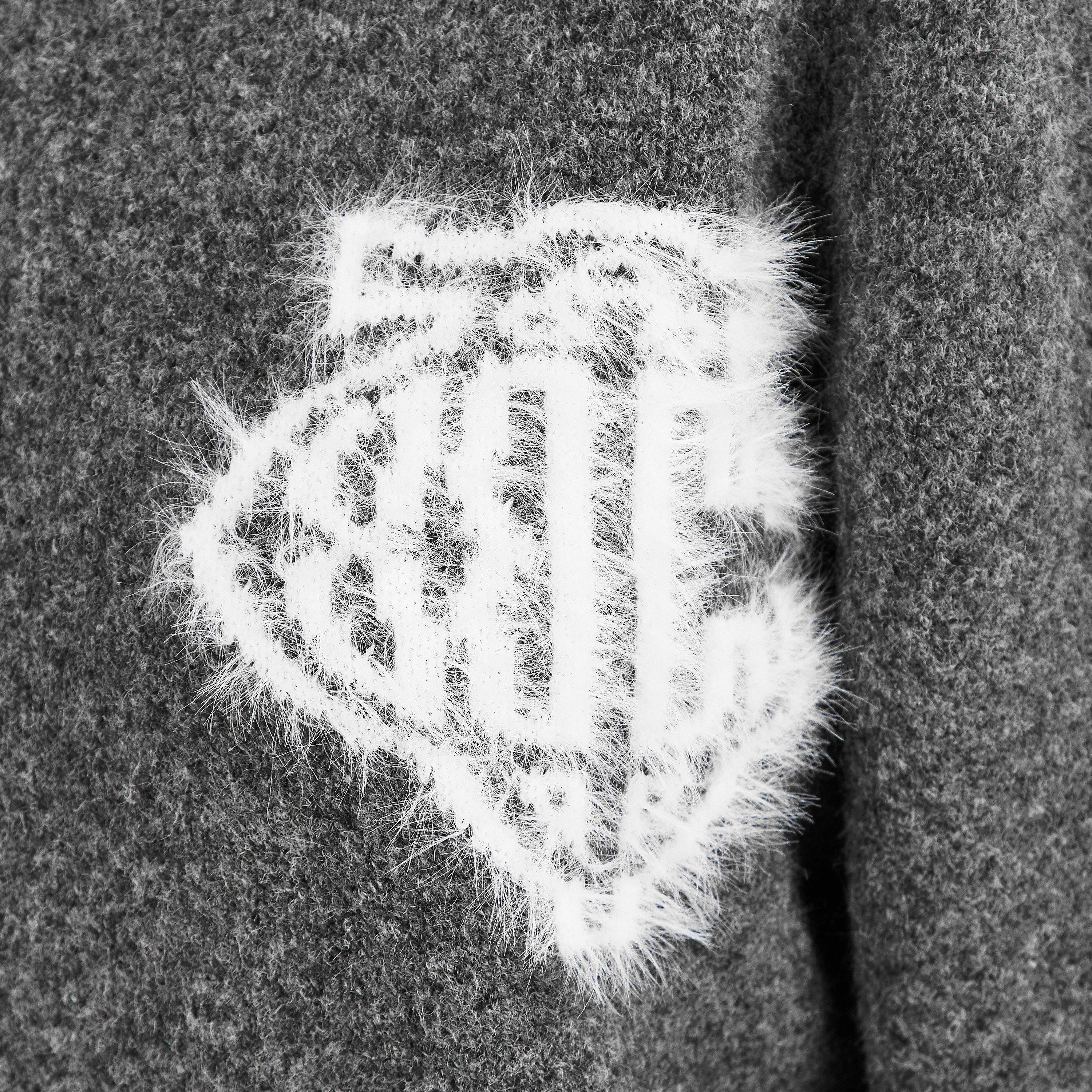 Charcoal - The Couture Club - Women's Fluffy Knitted Long Sleeve Polo Shirt - 5