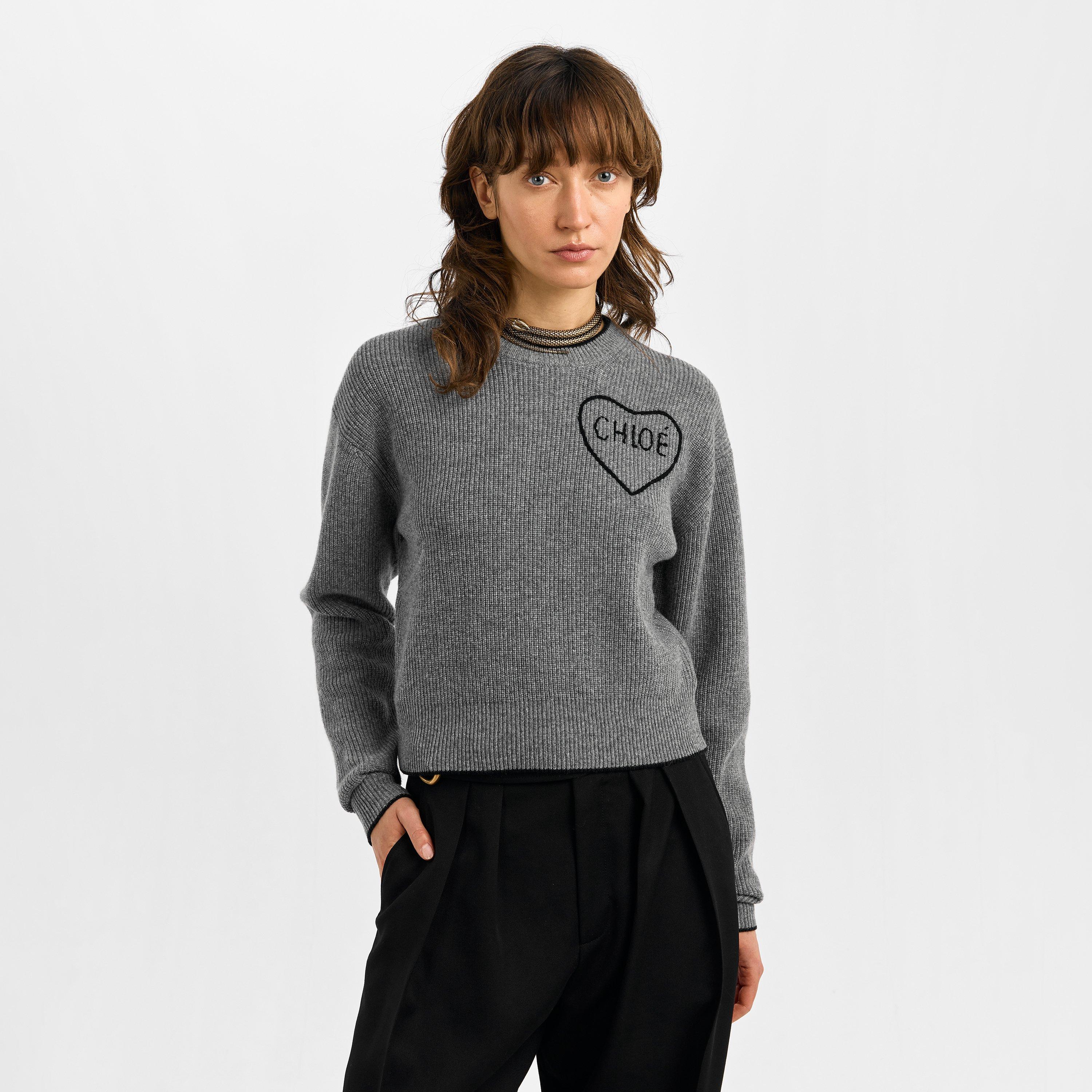 Divine Grey - Chloe - Women's Heart Crew Neck Jumper - 3