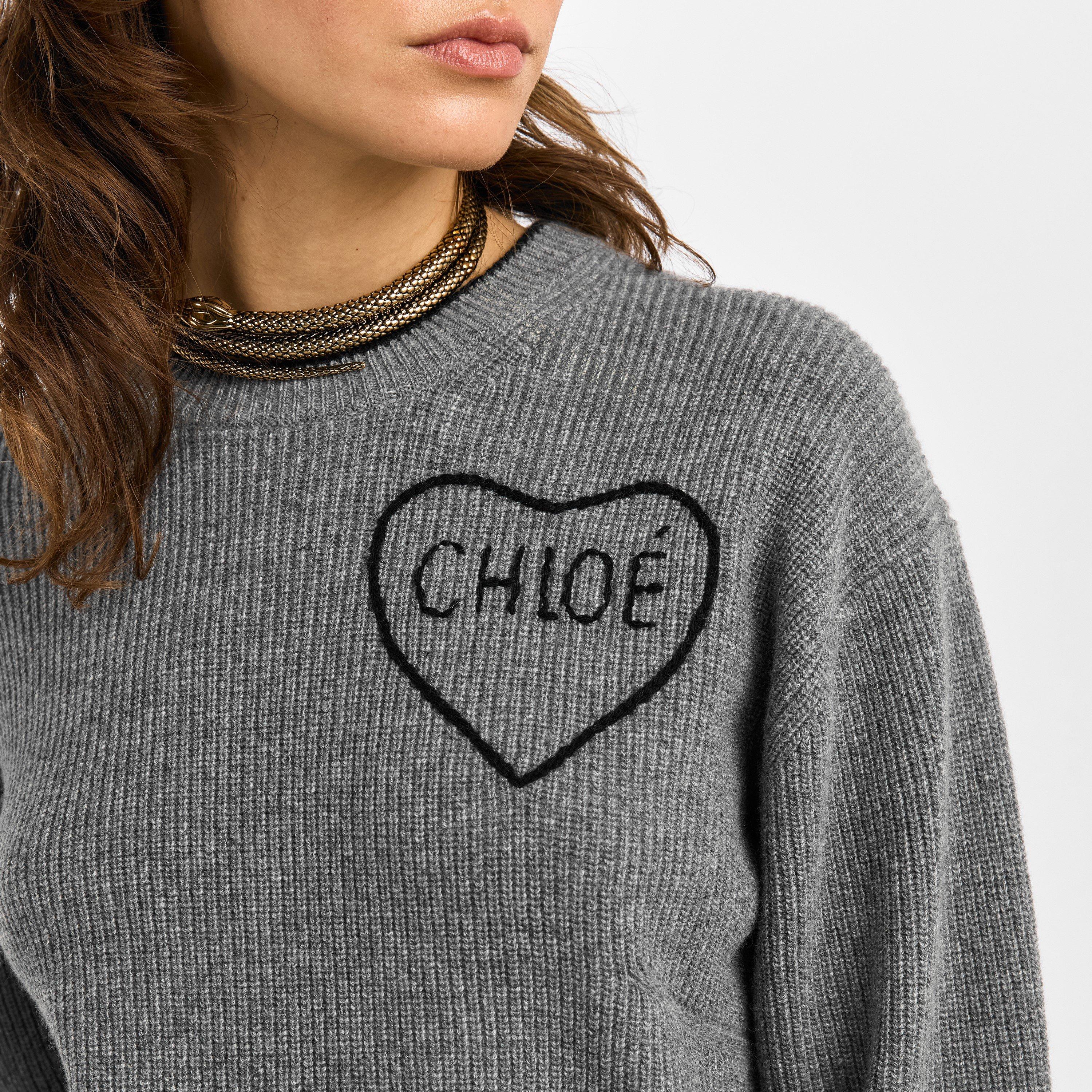 Divine Grey - Chloe - Women's Heart Crew Neck Jumper - 5