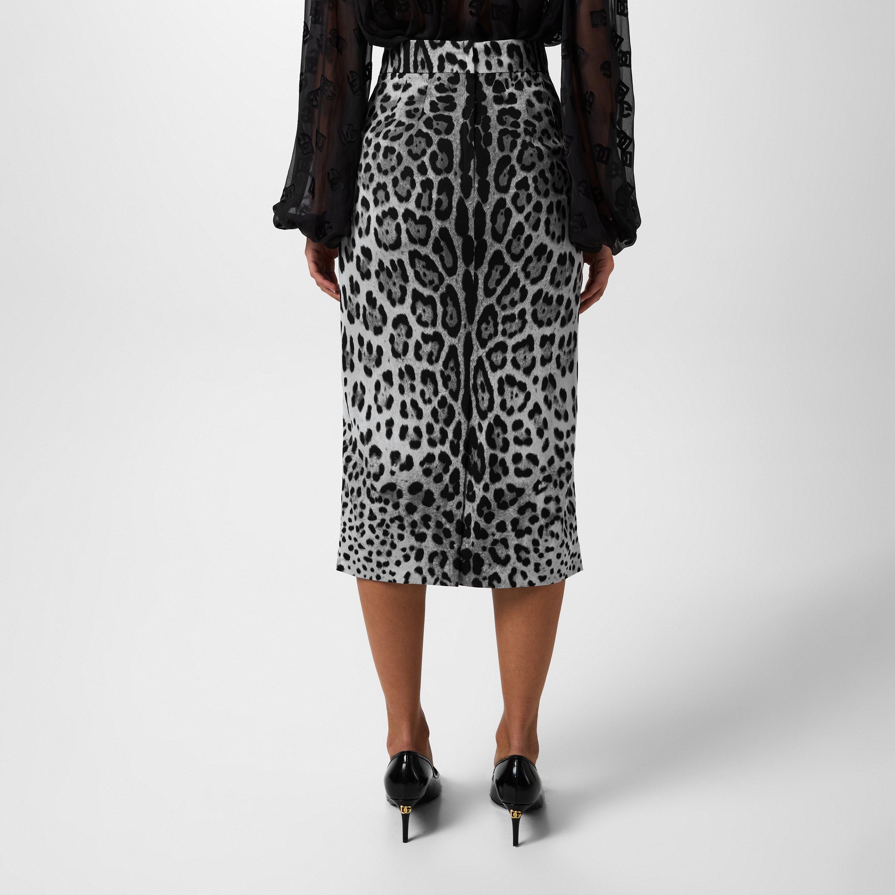 Leo Grigio - Dolce and Gabbana - Leopard Print Midi Skirt - 3
