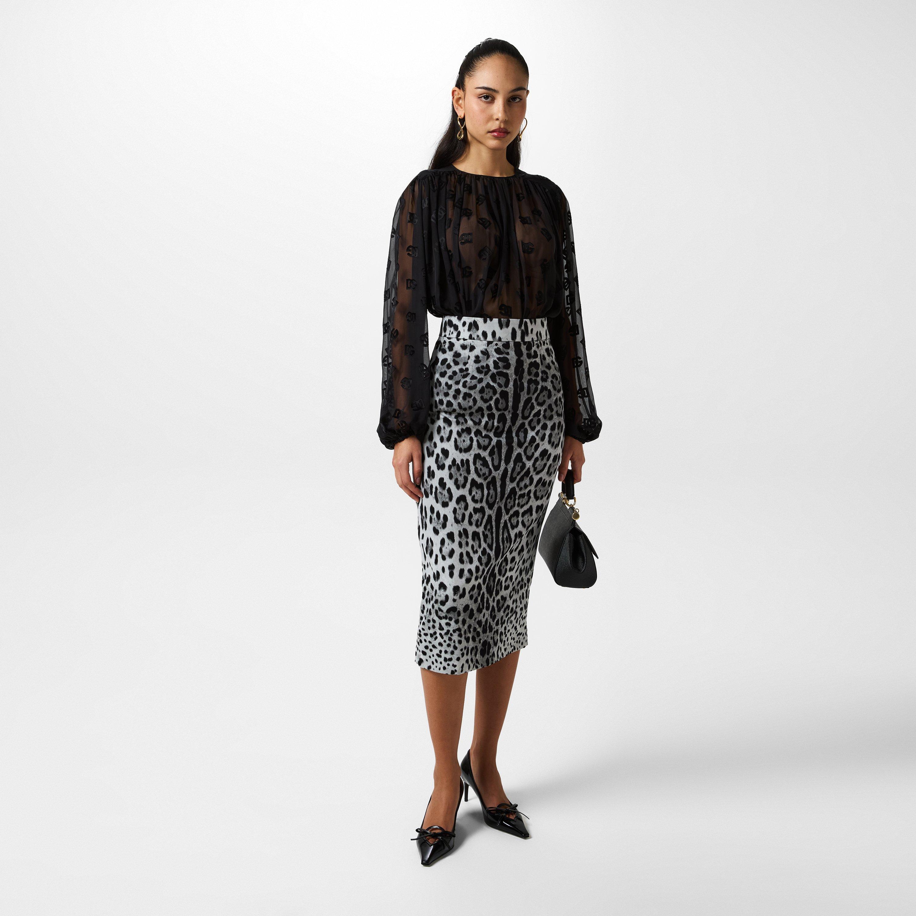Leo Grigio - Dolce and Gabbana - Leopard Print Midi Skirt - 4