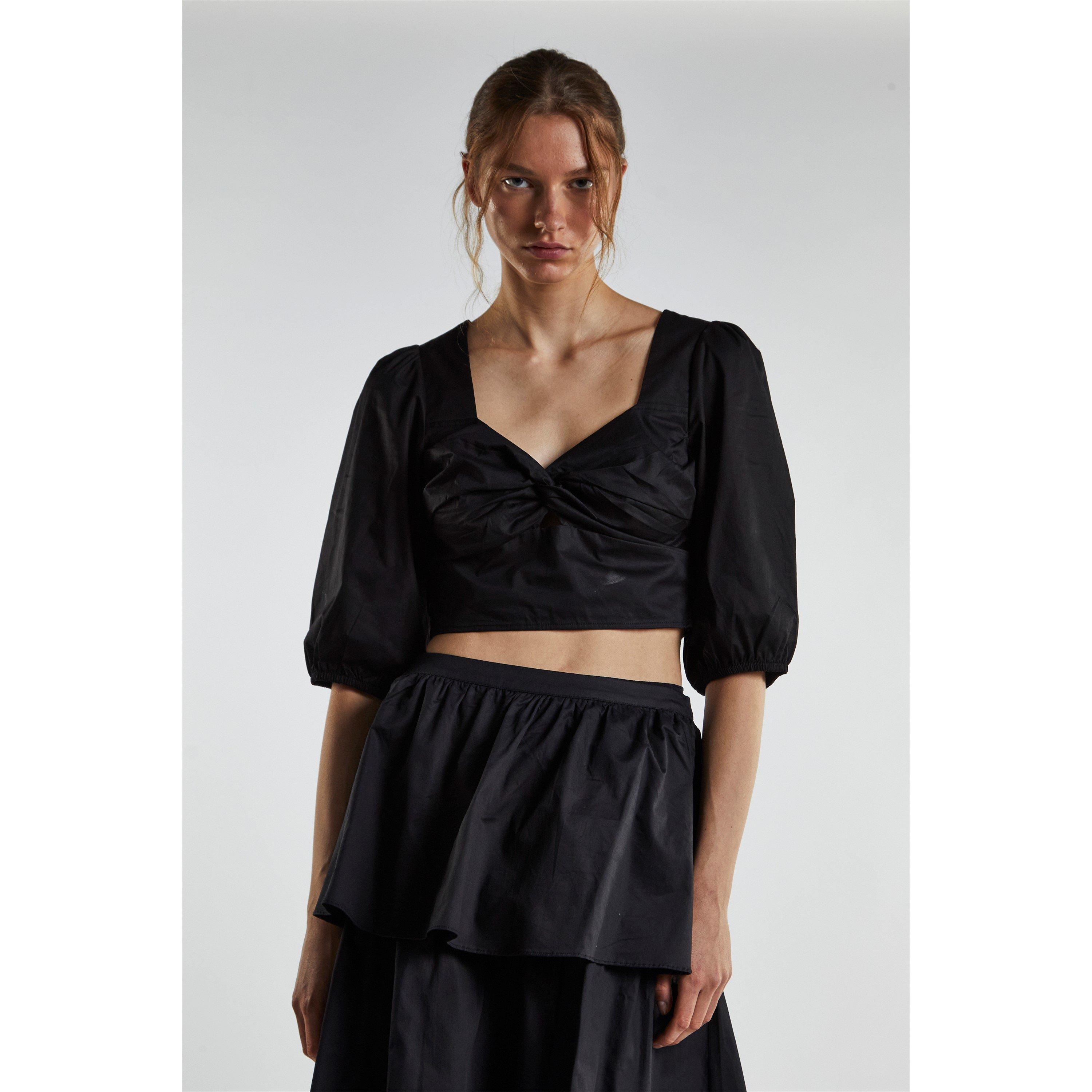 Schwarz - Glamorous - Black Twist-Front Crop-Top - 2