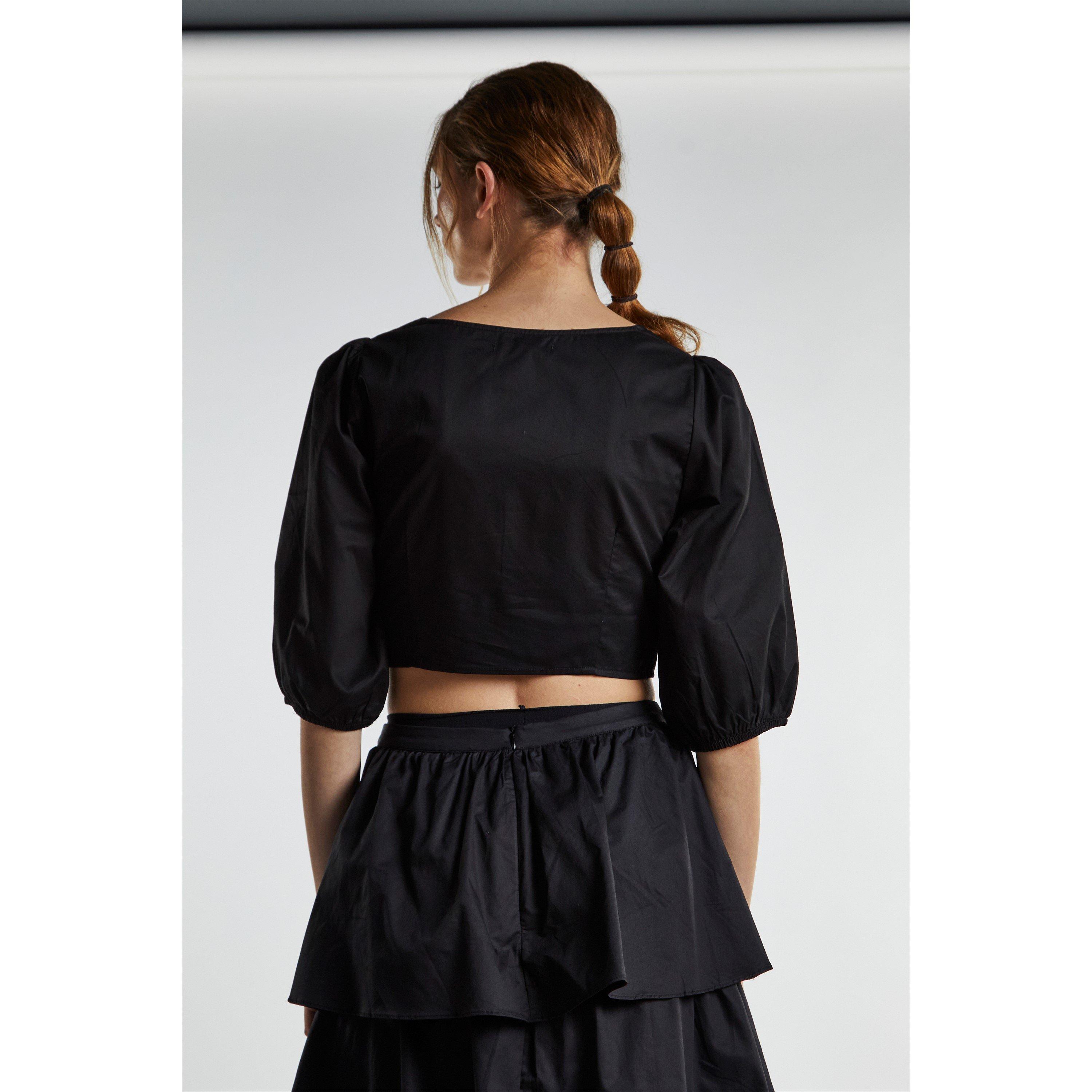 Schwarz - Glamorous - Black Twist-Front Crop-Top - 3