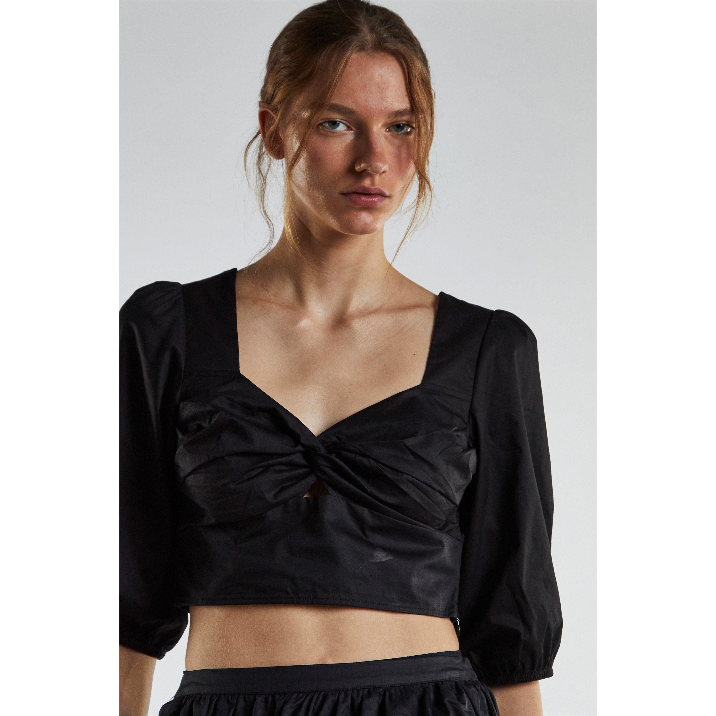 Schwarz - Glamorous - Black Twist-Front Crop-Top - 4