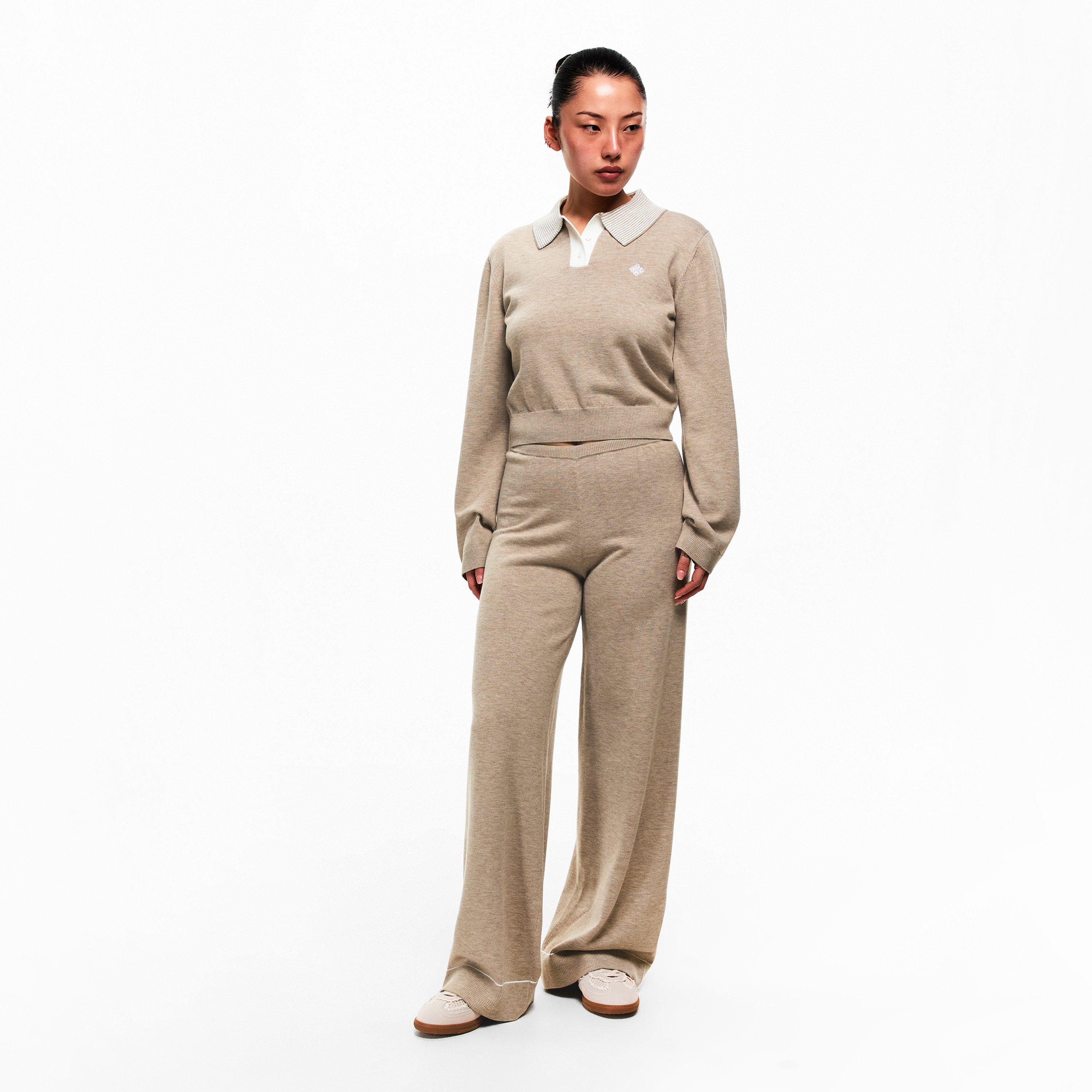 Beige - The Couture Club - Womens Striped Collar Polo Shirt - 6