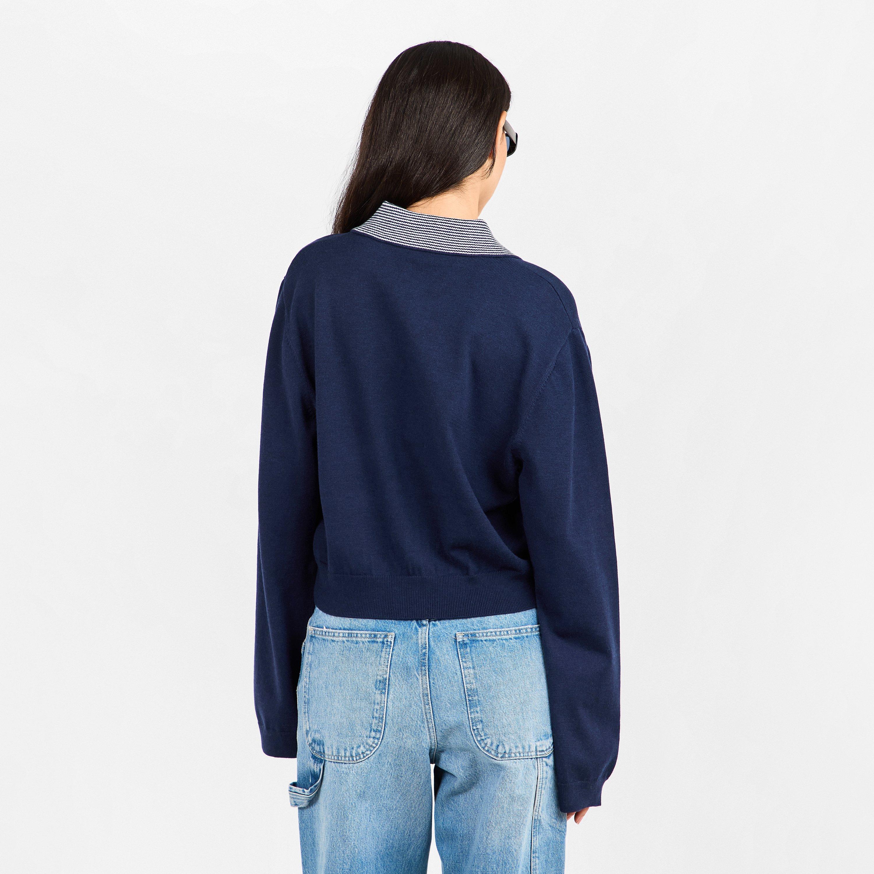 Navy - The Couture Club - Womens Striped Collar Polo Shirt - 4