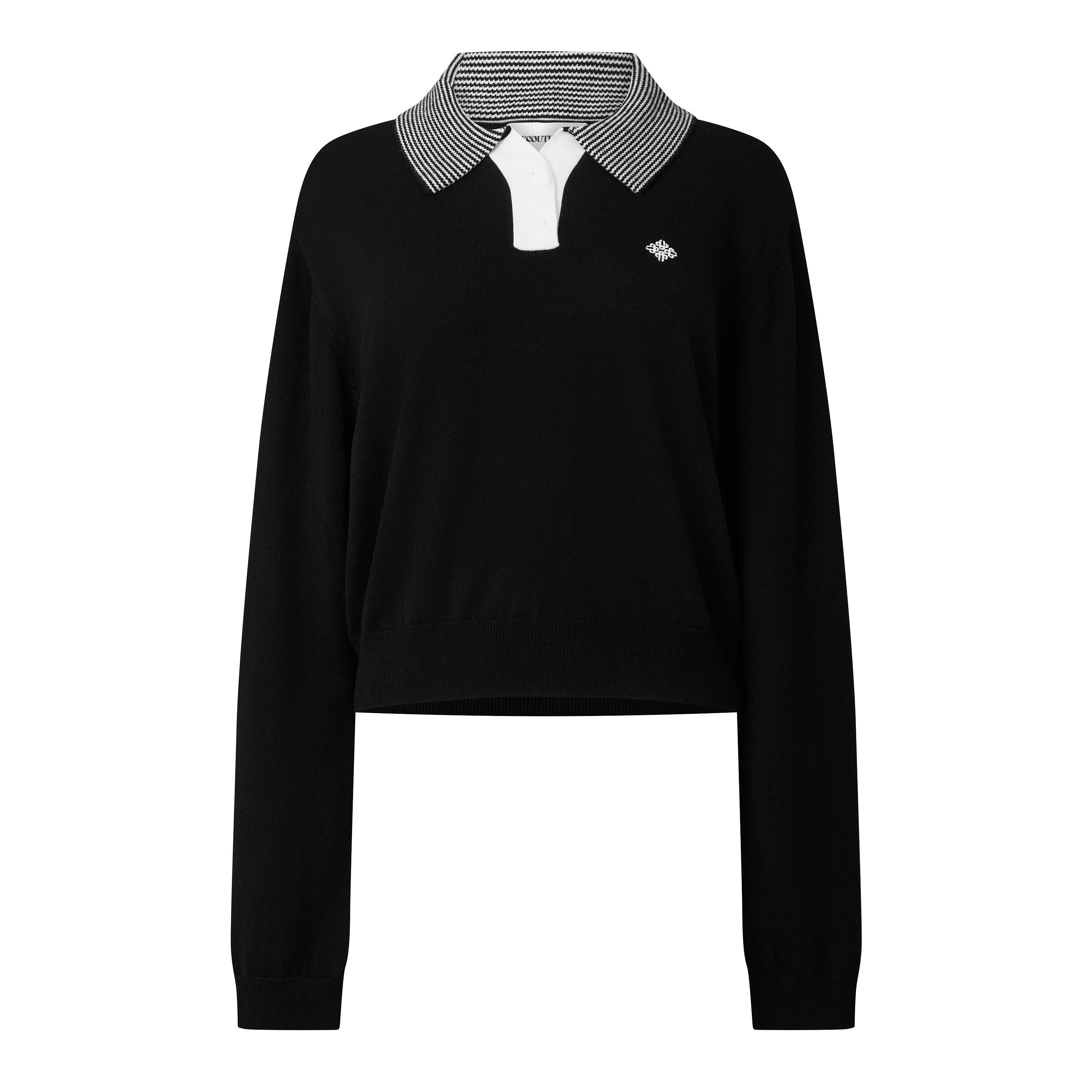 Womens Striped Collar Polo Shirt