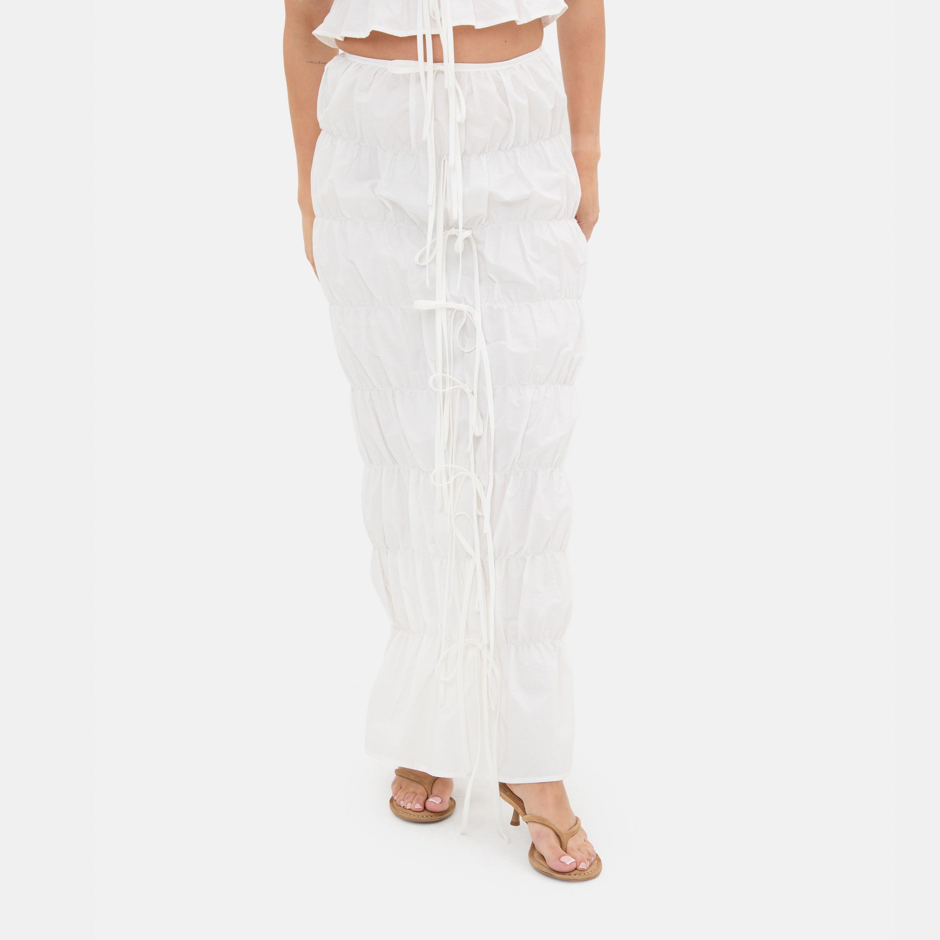 White - I Saw It First - Ruched Poplin Maxi Skirt - 2