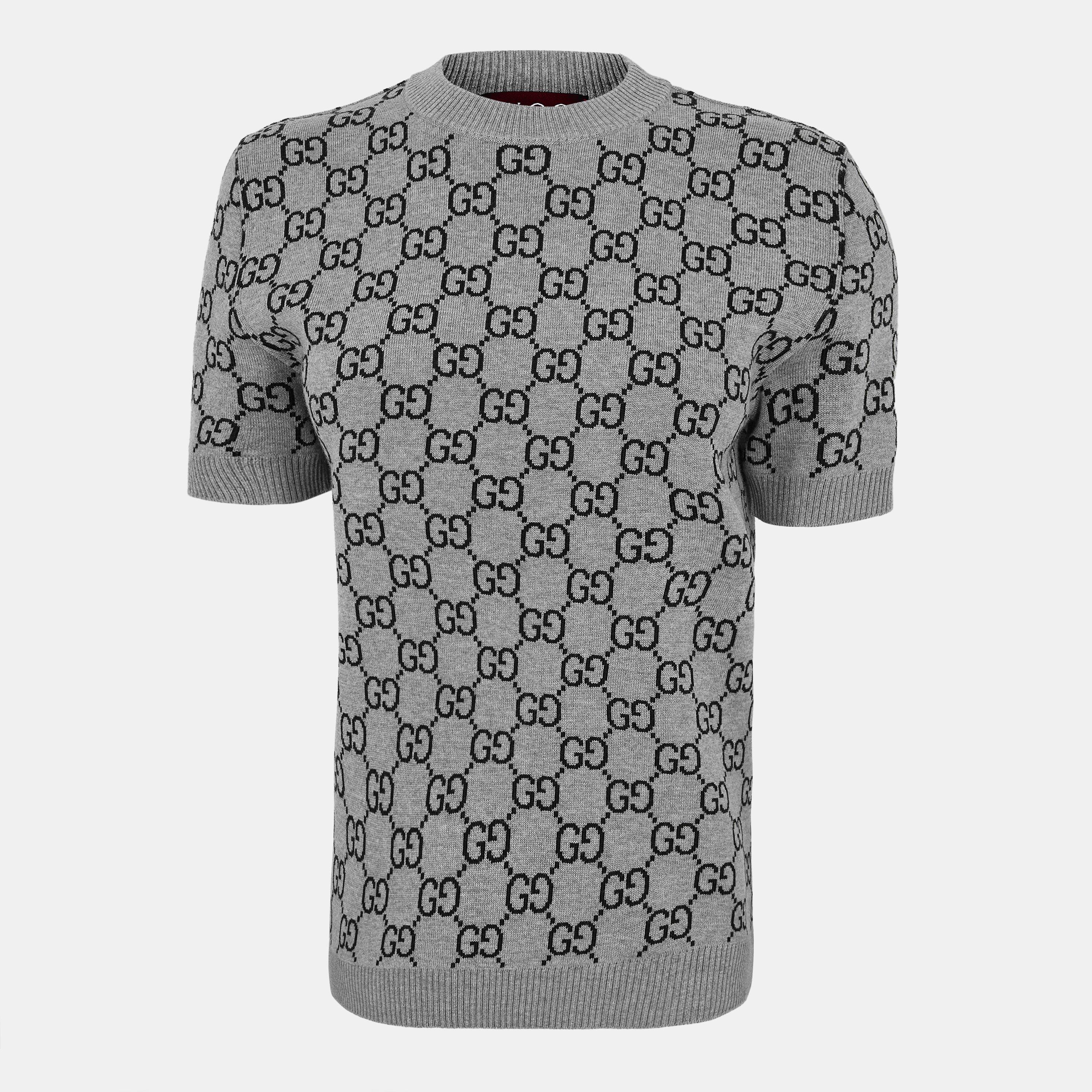 Grey/Blk - Gucci - Women's Tailored Fit Crew Neck Jumper - 1