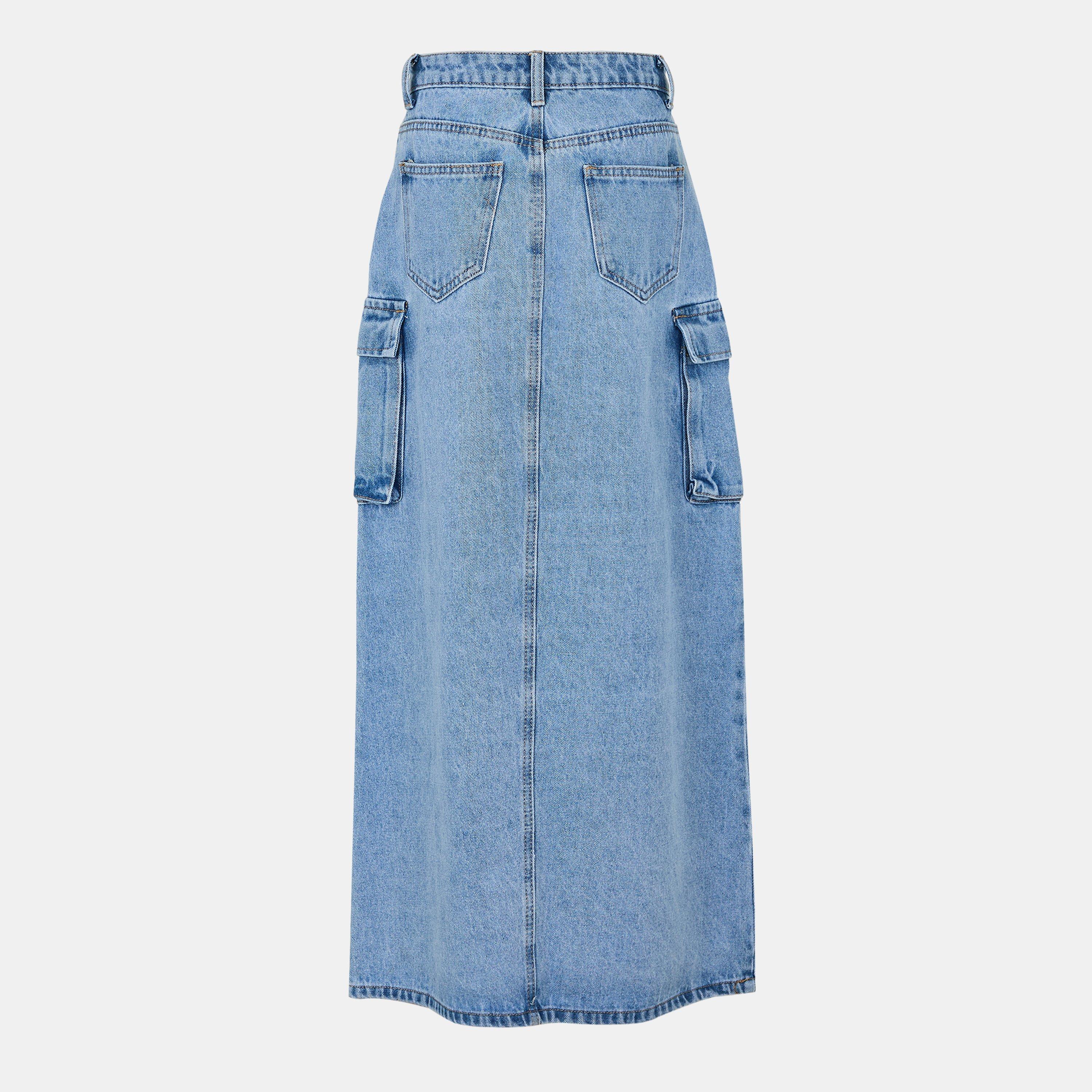 Blue - AmyLynn - Denim Maxi Skirt - 2