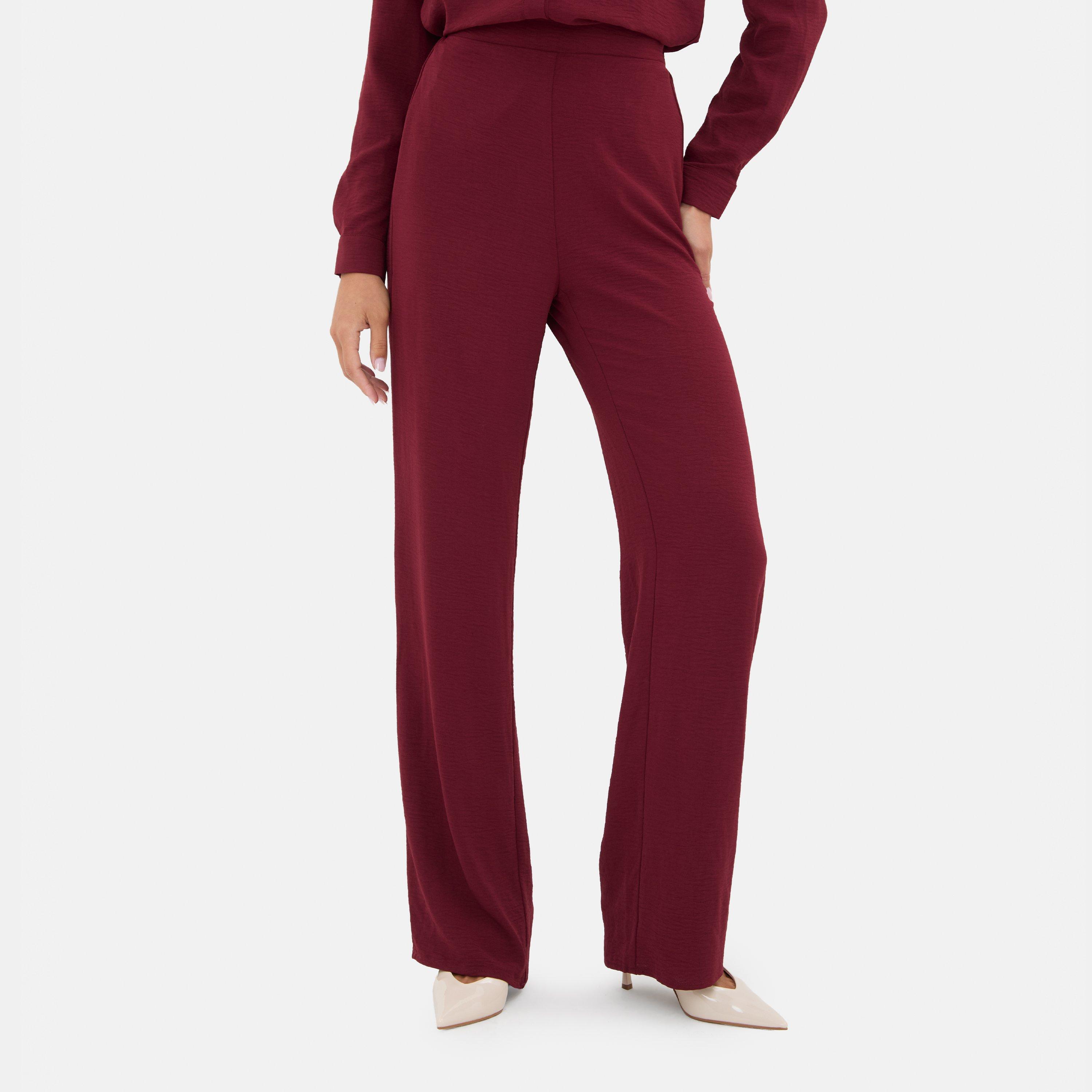 Burgundy - I Saw It First - Soft Crepe Wide Leg Trouser - 1