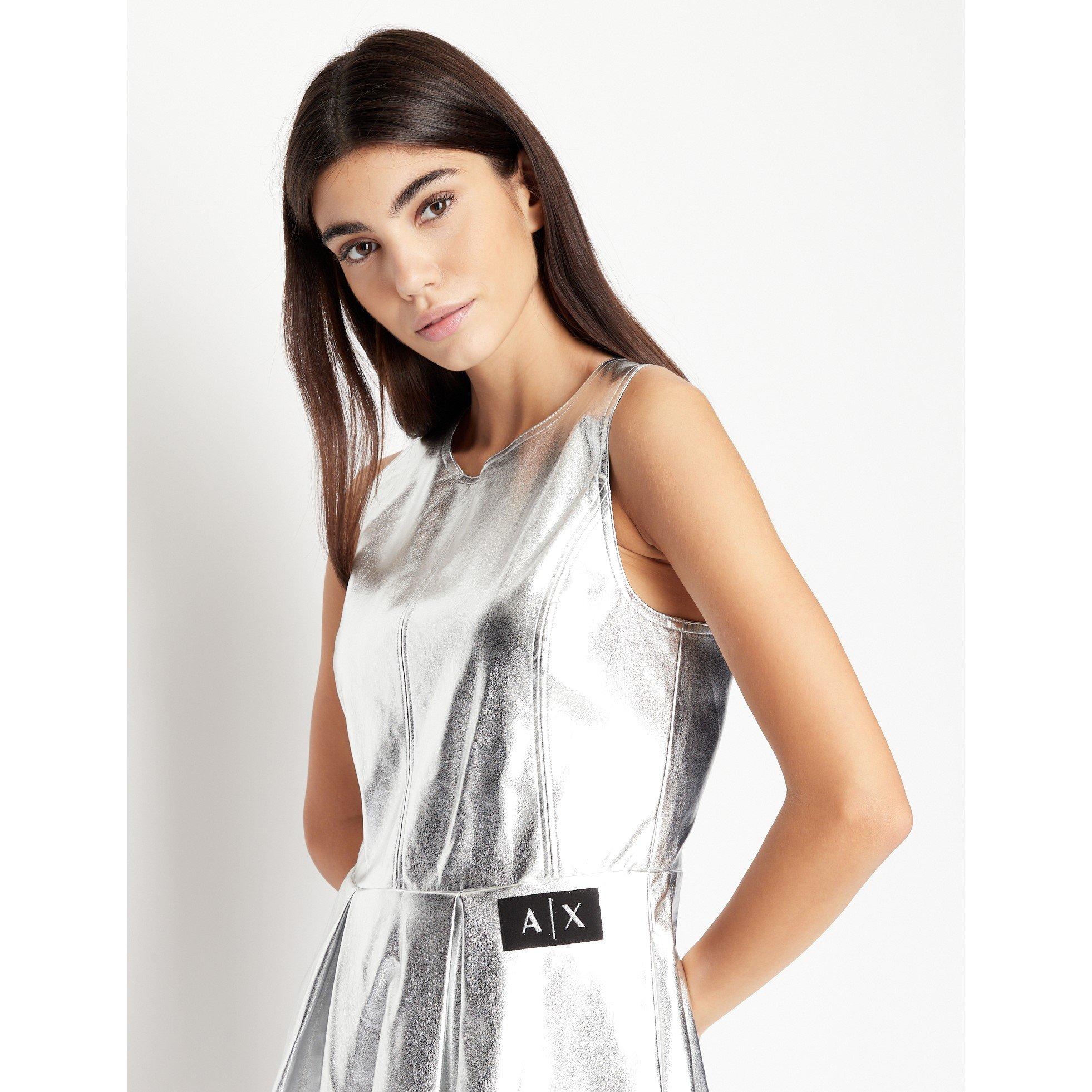 Nyt Sølv - Armani Exchange - Women's Metallic Skater Dress - 5