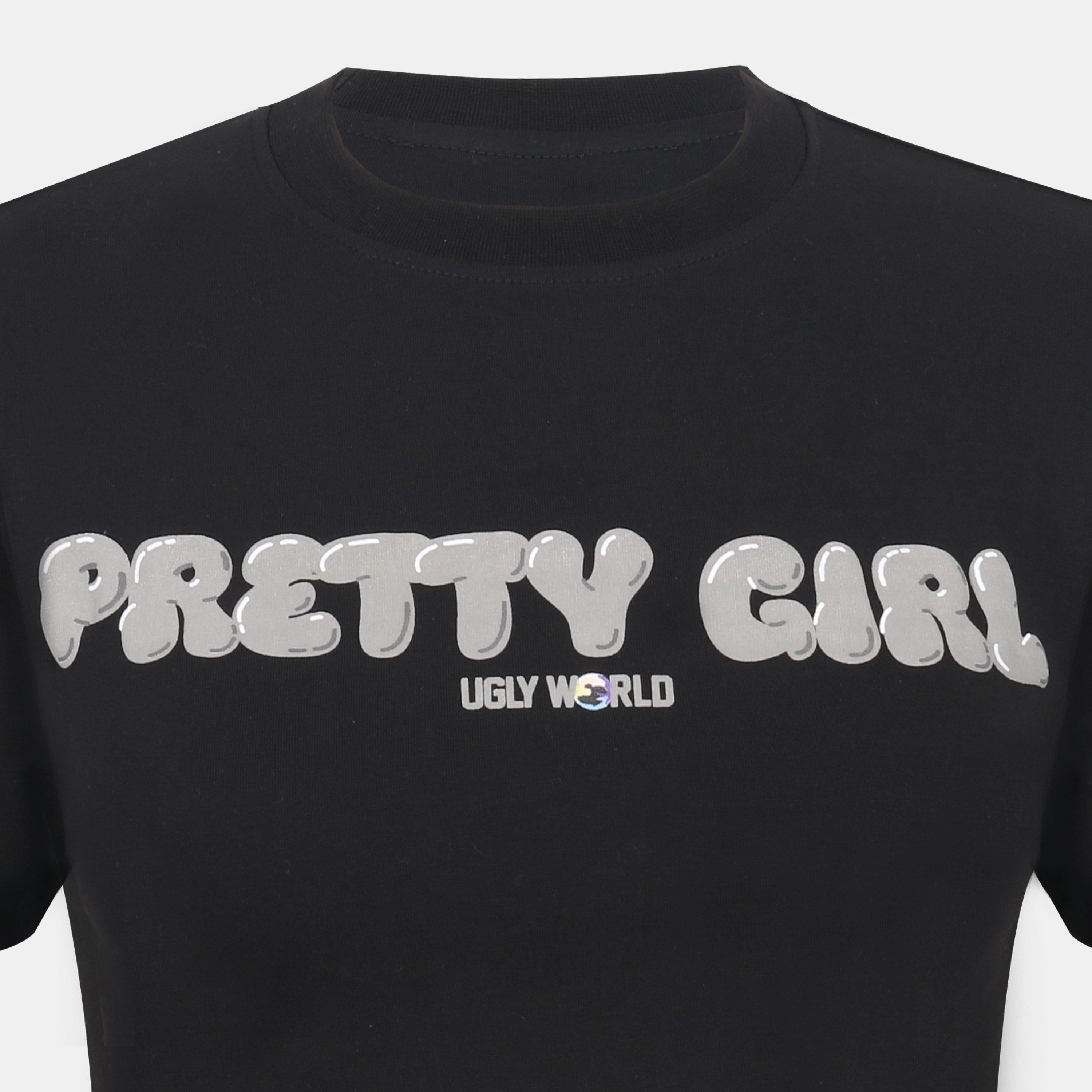 Black/Grey - Pretty Boy Ugly World - Women's Baby Tee - 3