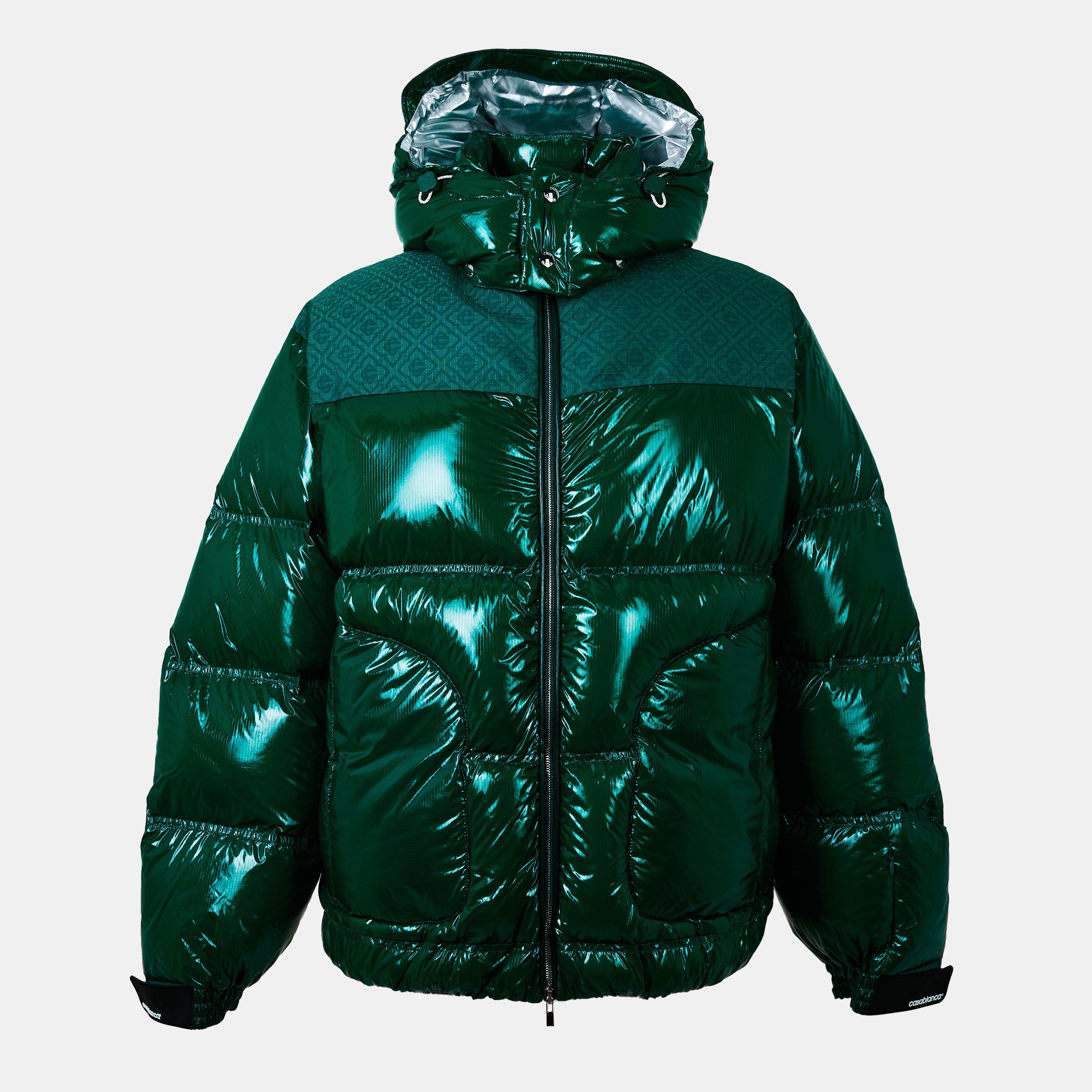 Casablanca Men's Mono Quilted Medium Puffer Jacket - Green - Medium