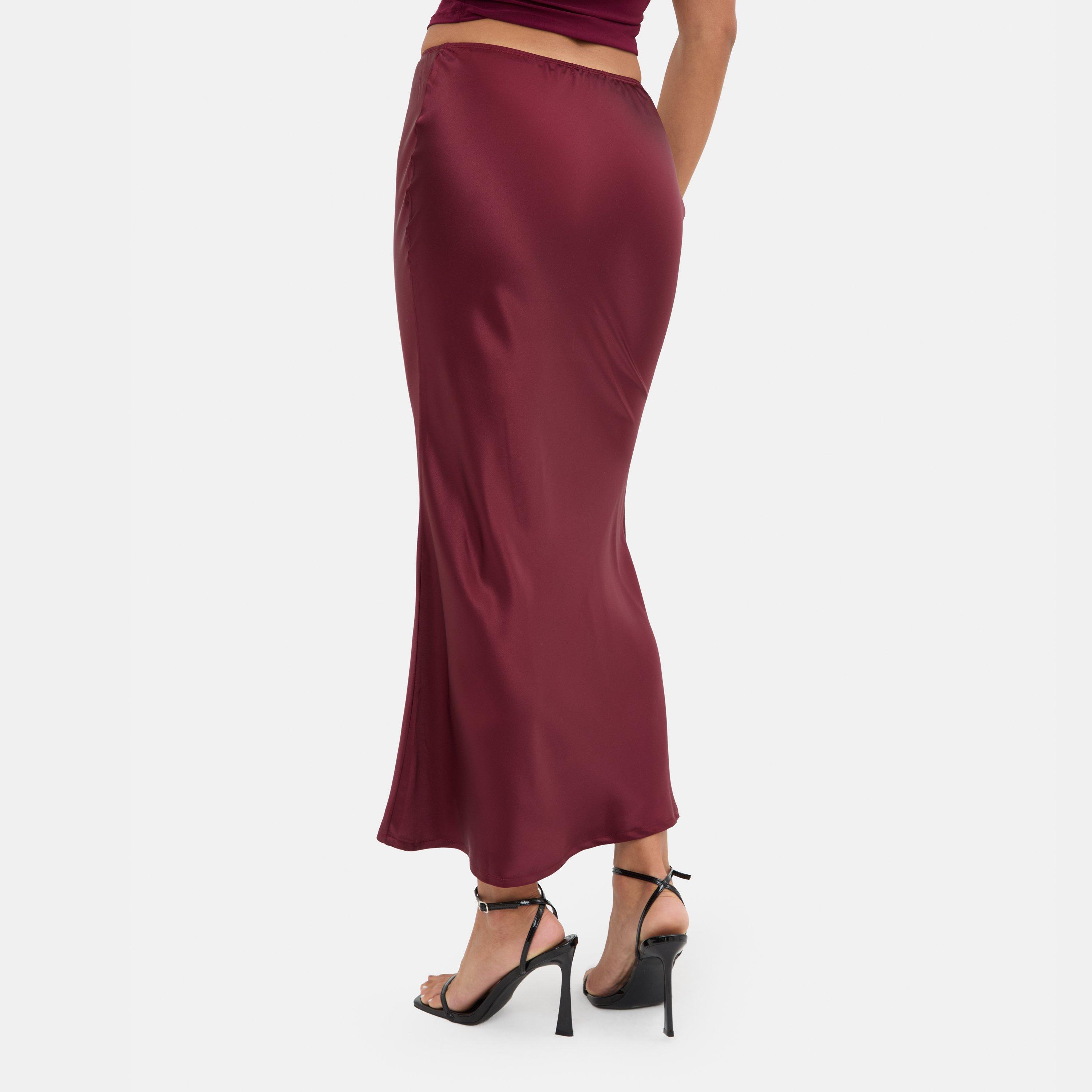 Burgundy - I Saw It First - Satin Bias Cut Maxi Skirt - 2