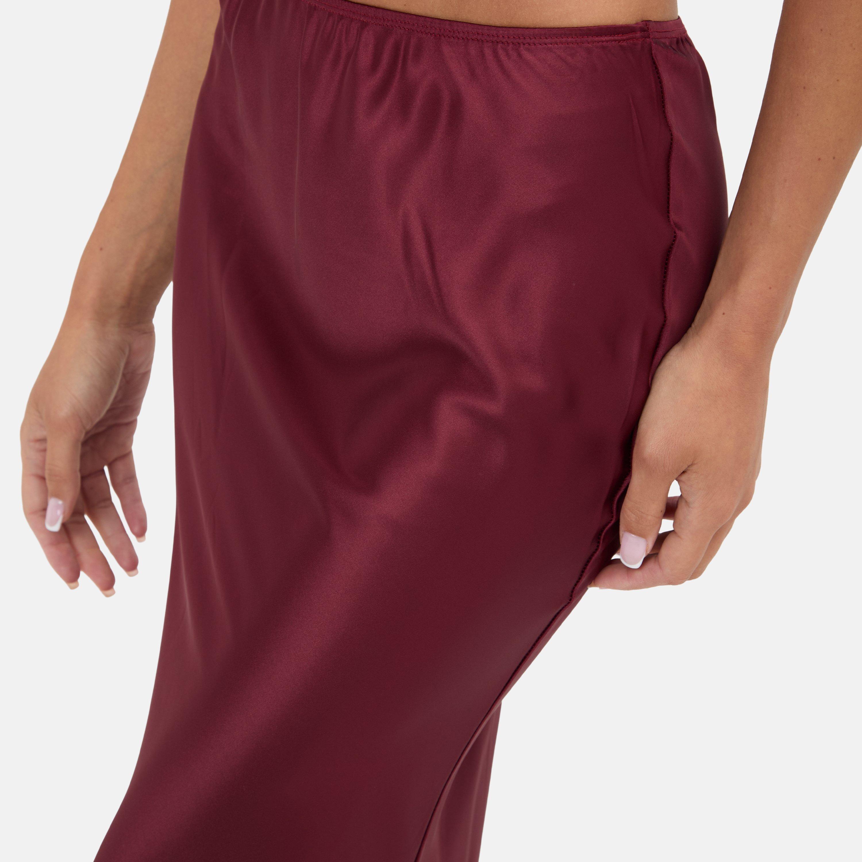 Burgundy - I Saw It First - Satin Bias Cut Maxi Skirt - 3