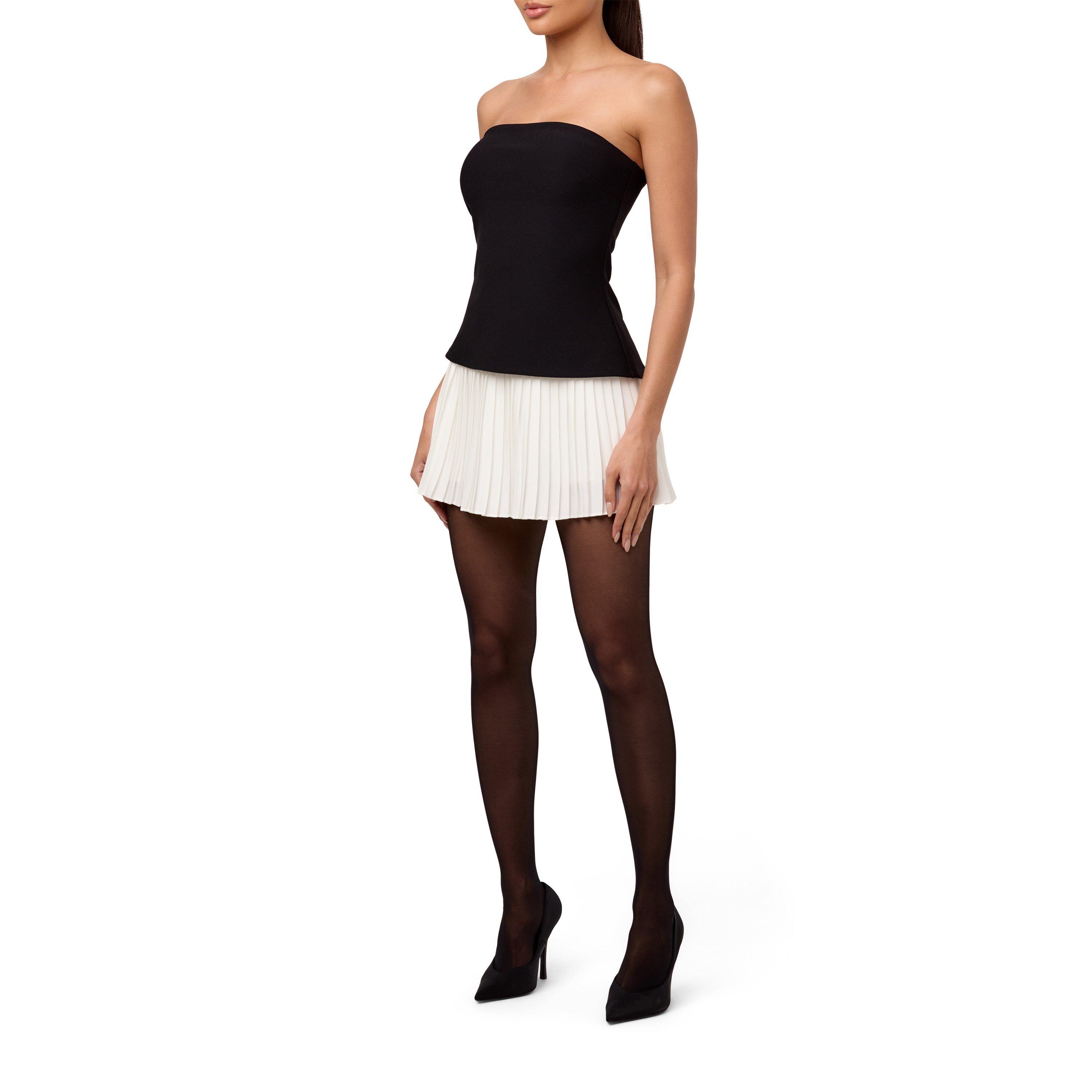 Black - Naked Wardrobe - Pleated Tube Contrast Mini Dress - 2