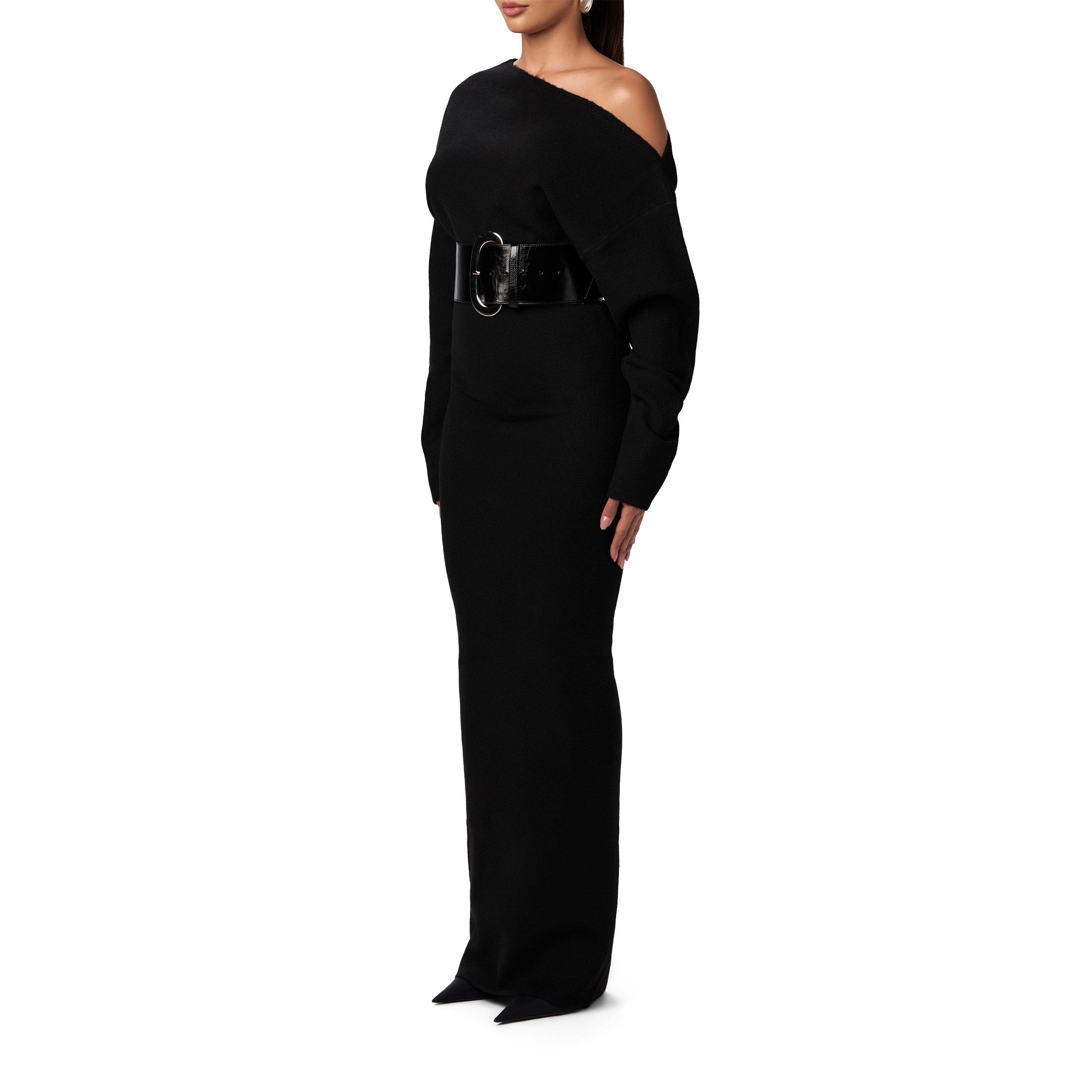 Black - Naked Wardrobe - Knit Off-Shoulder Sweater Maxi Dress - 4