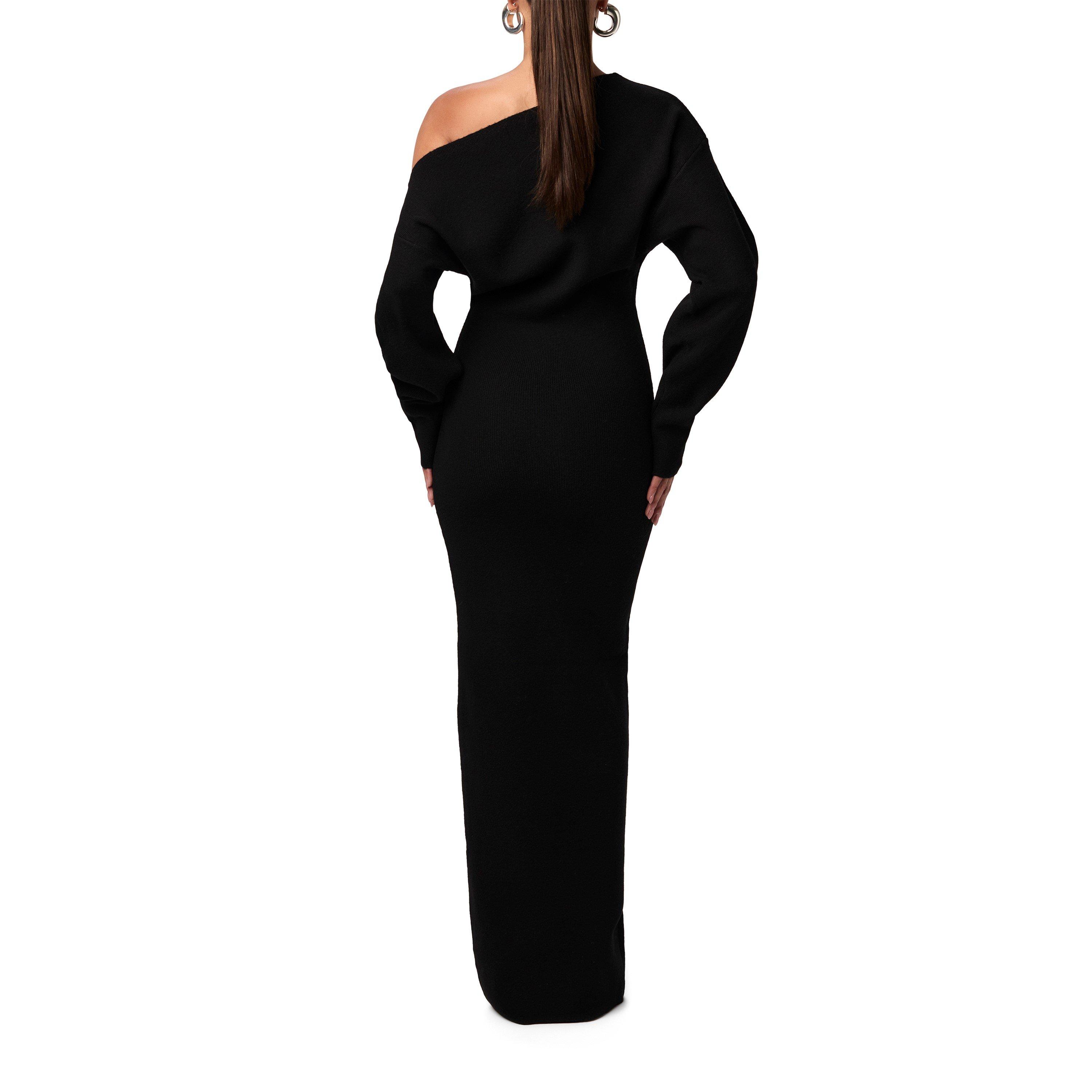 Black - Naked Wardrobe - Knit Off-Shoulder Sweater Maxi Dress - 5