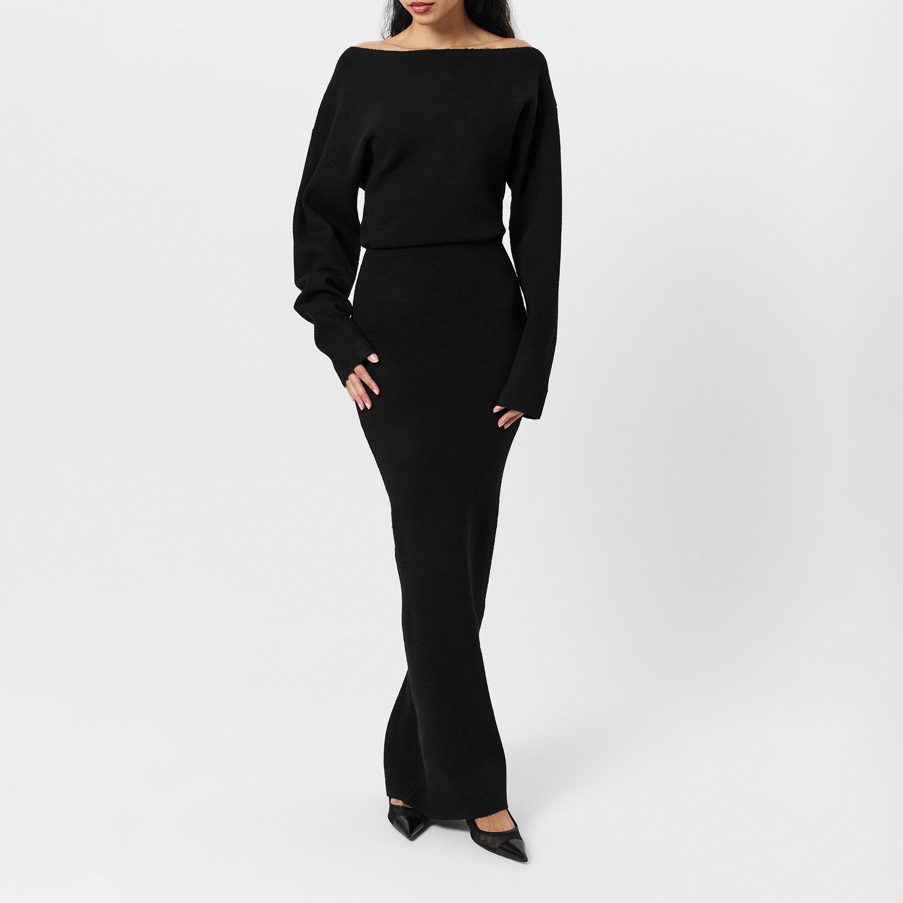 Black - Naked Wardrobe - Knit Off-Shoulder Sweater Maxi Dress - 7