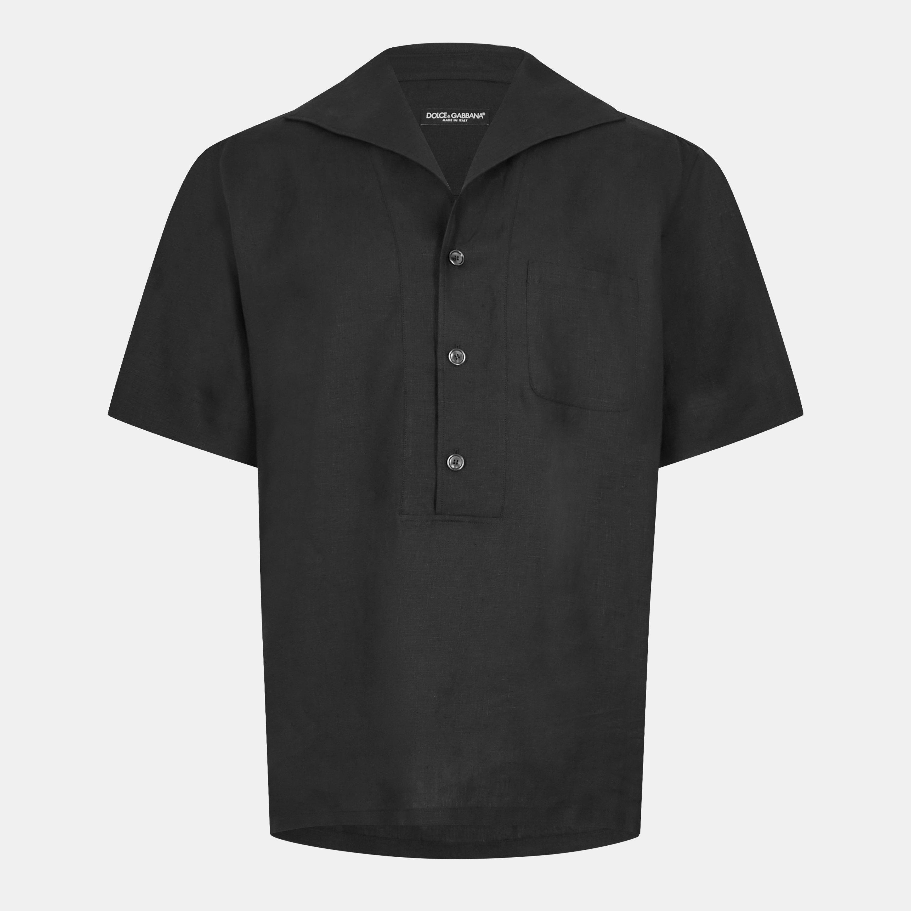 Black - Dolce and Gabbana - Men's Short Sleeve Short Blouse - 1