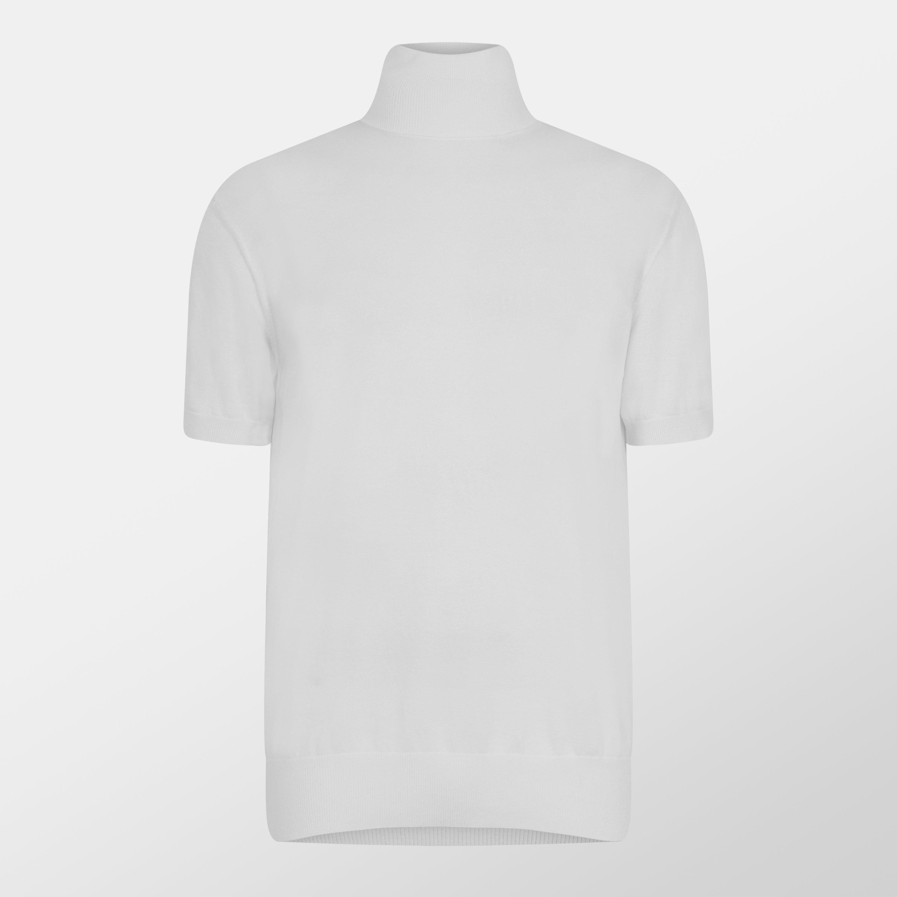 White - Dolce and Gabbana - Men's Short Sleeve Turtleneck Knitted Top - 1