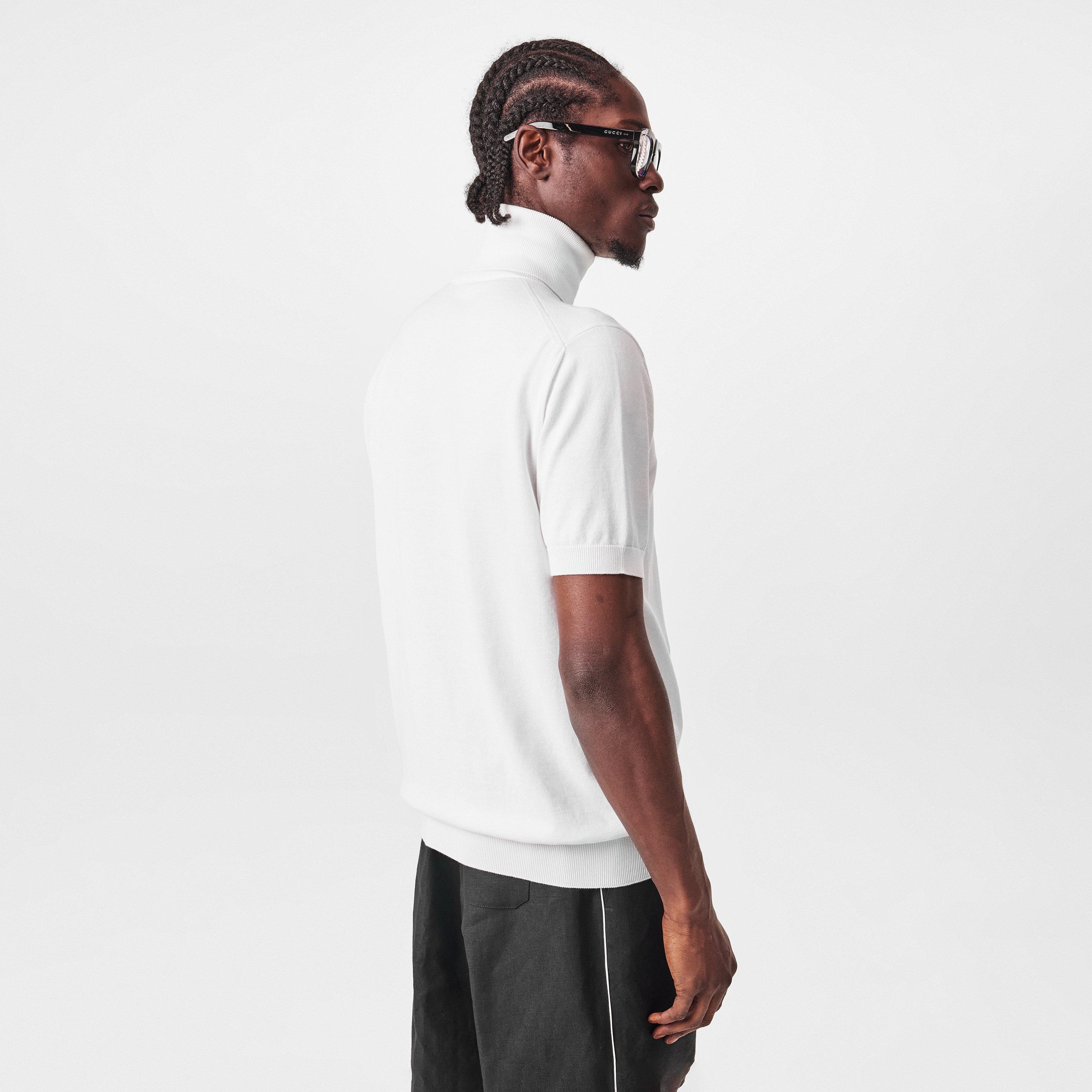 White - Dolce and Gabbana - Men's Short-Sleeve Turtleneck Knitted Top - 4