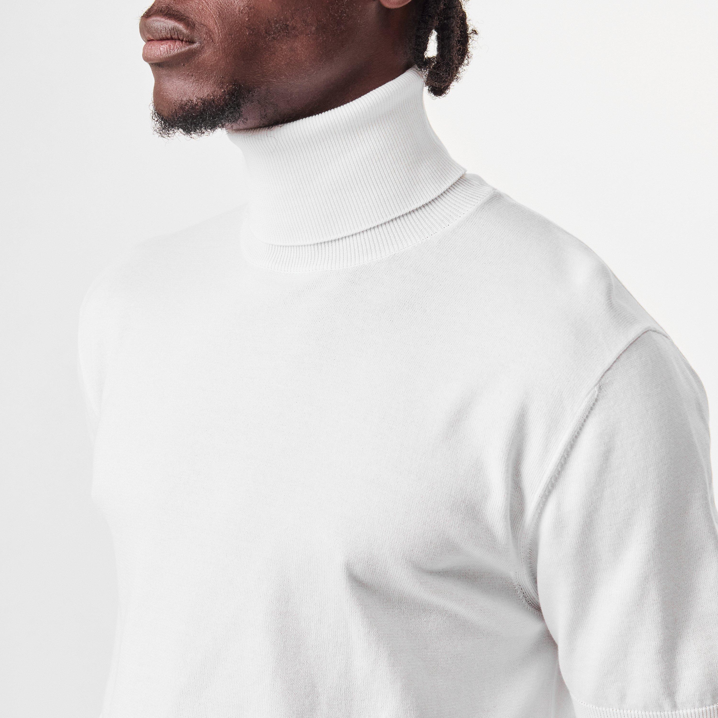 White - Dolce and Gabbana - Men's Short-Sleeve Turtleneck Knitted Top - 5