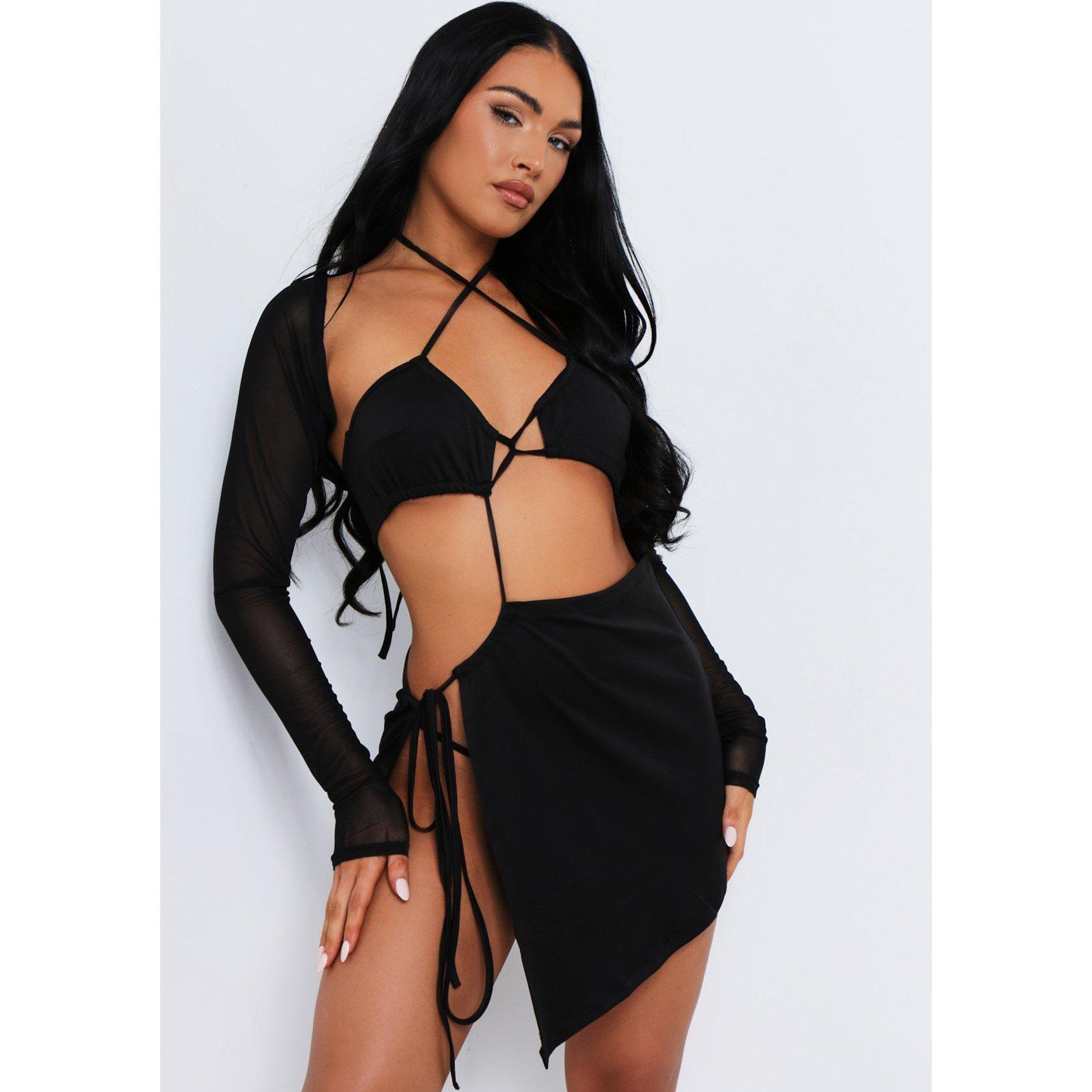 Black - Missy Empire - Cut Out Bolero Dress