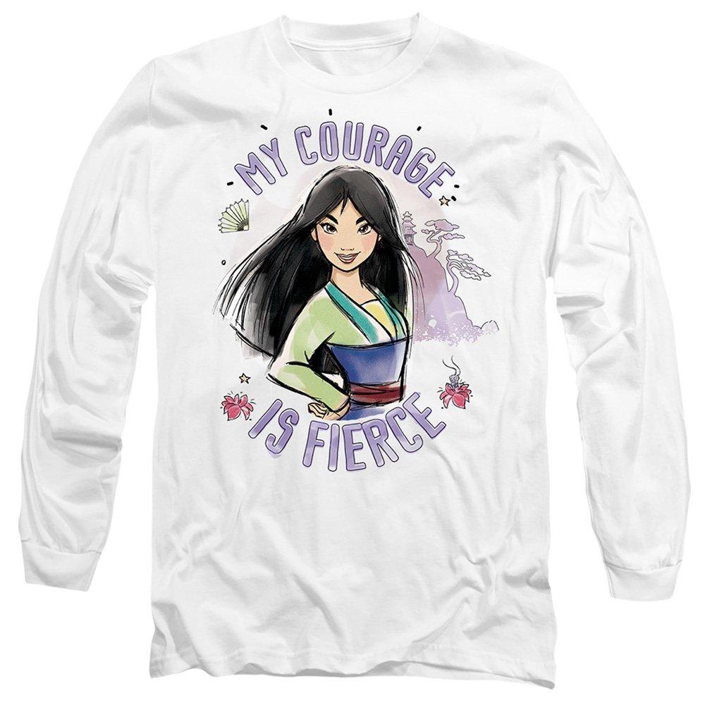 White - Disney - Mulan My Courage is Fierce Long Sleeve T-Shirt Wh - 1