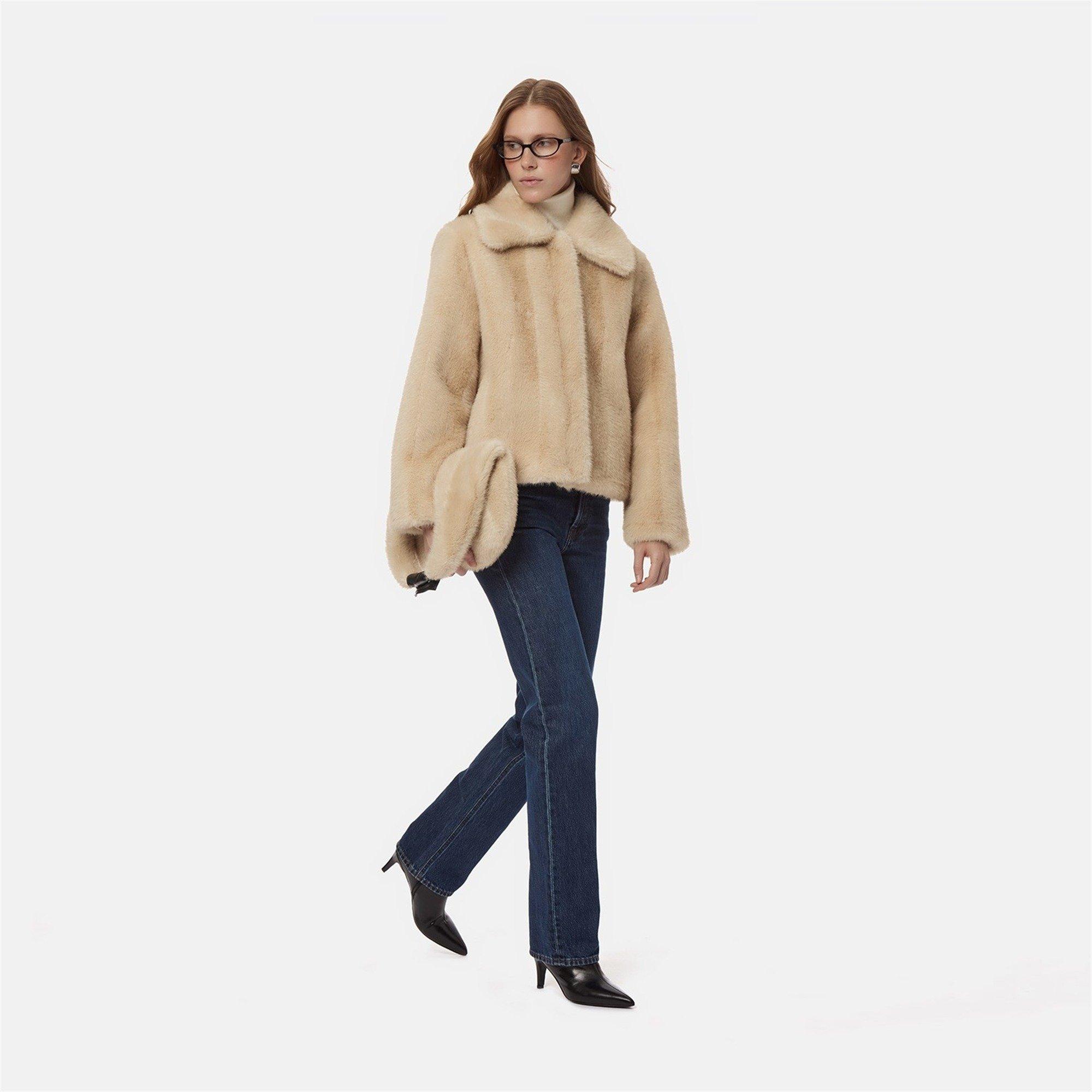 Latte Multi - Apparis - Women's Elis Shaved Mink Coat Faux Fur Jacket - 3