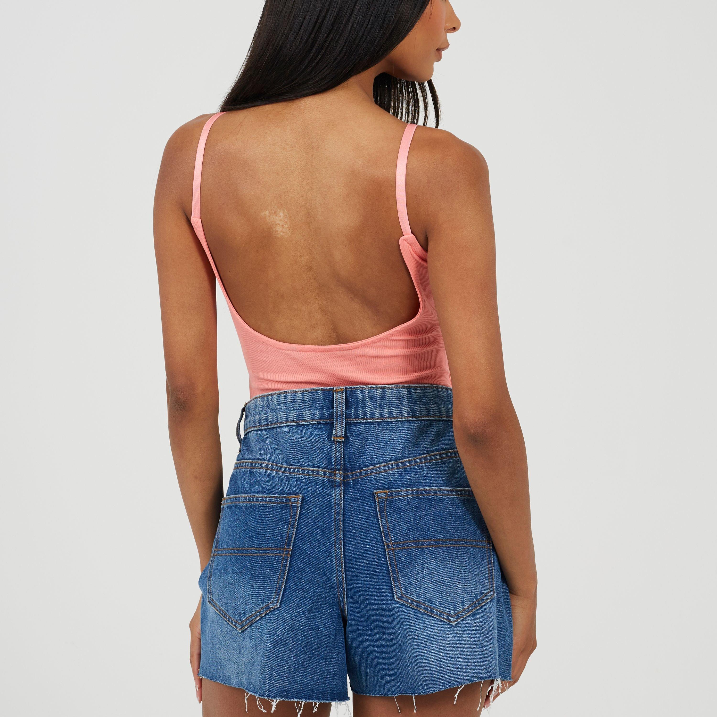 Schelp Roze - Brave Soul - Womens Spaghetti Strap Vest Style Bodysuit - 2