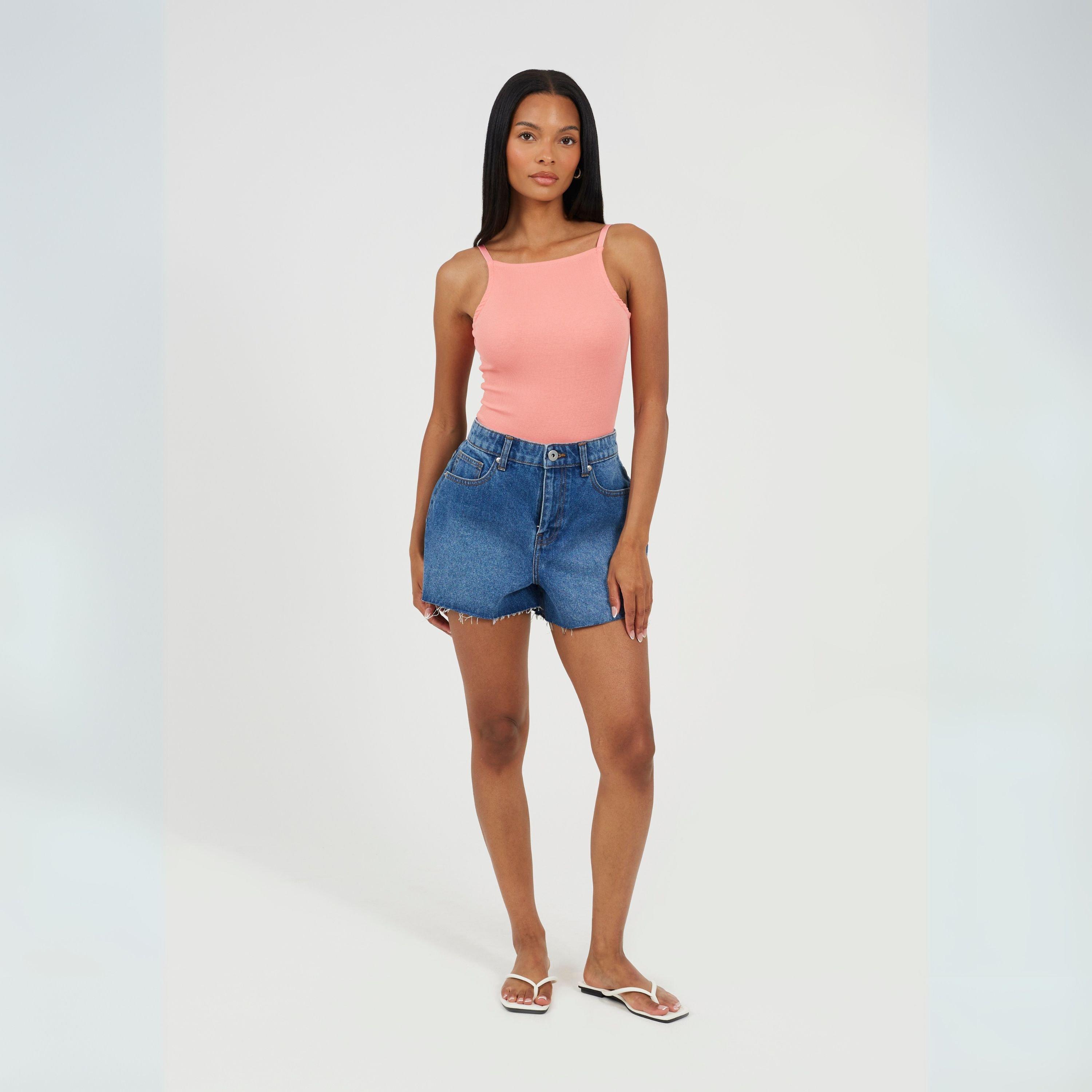 Schelp Roze - Brave Soul - Womens Spaghetti Strap Vest Style Bodysuit - 4