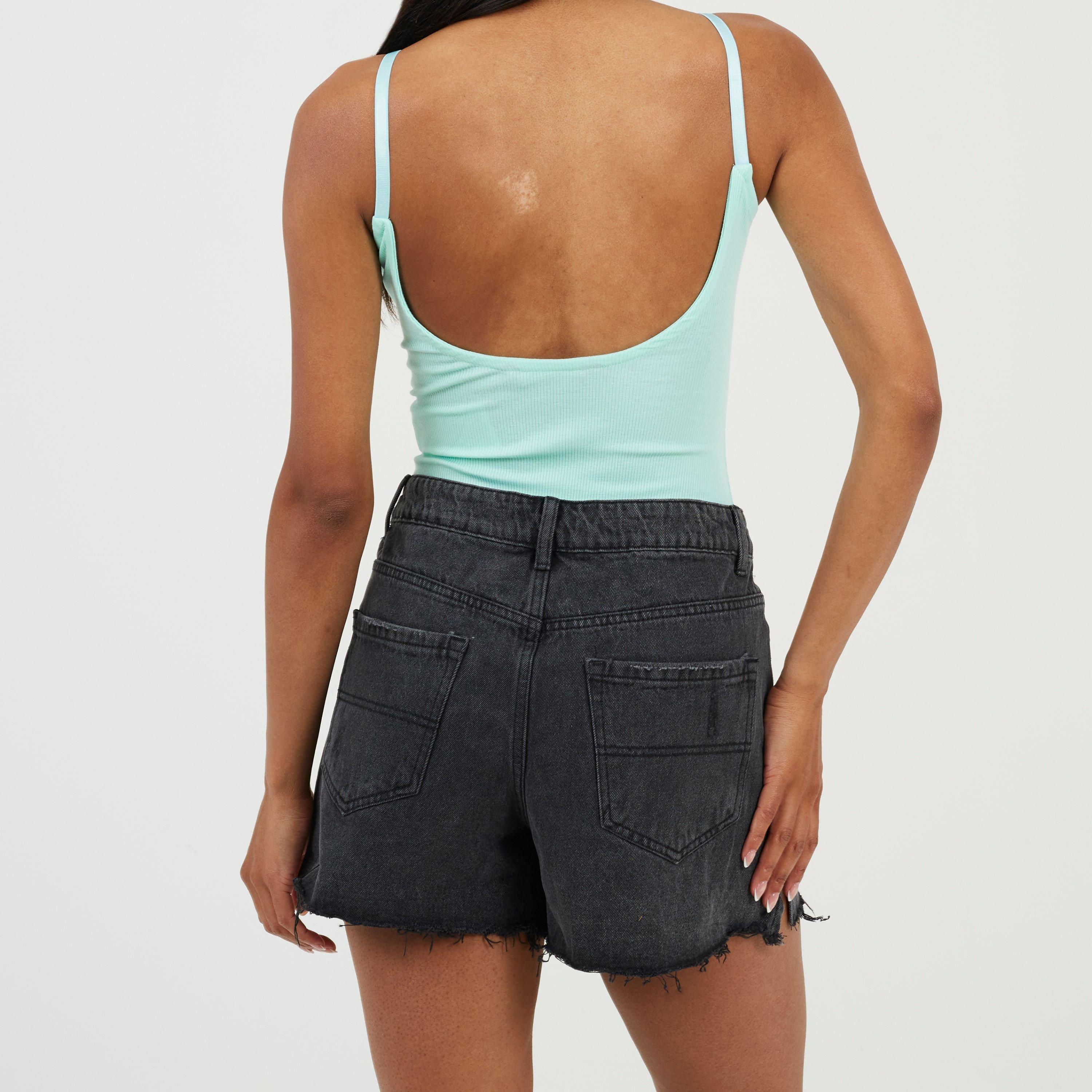 Sea Green - Brave Soul - Womens Spaghetti Strap Vest Style Bodysuit - 2