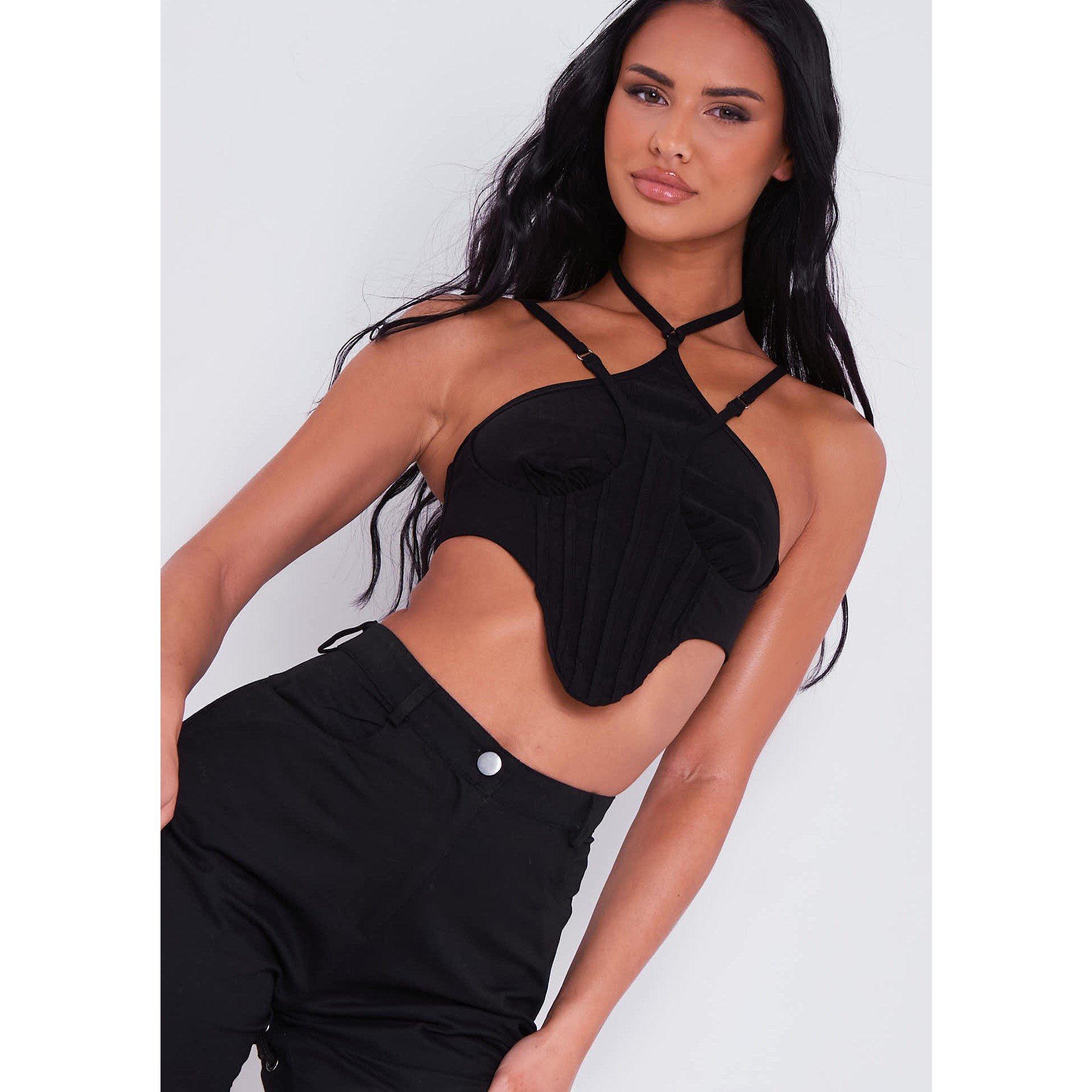 Missy Empire Women's Structured Corset Top - Black - 14 (L)