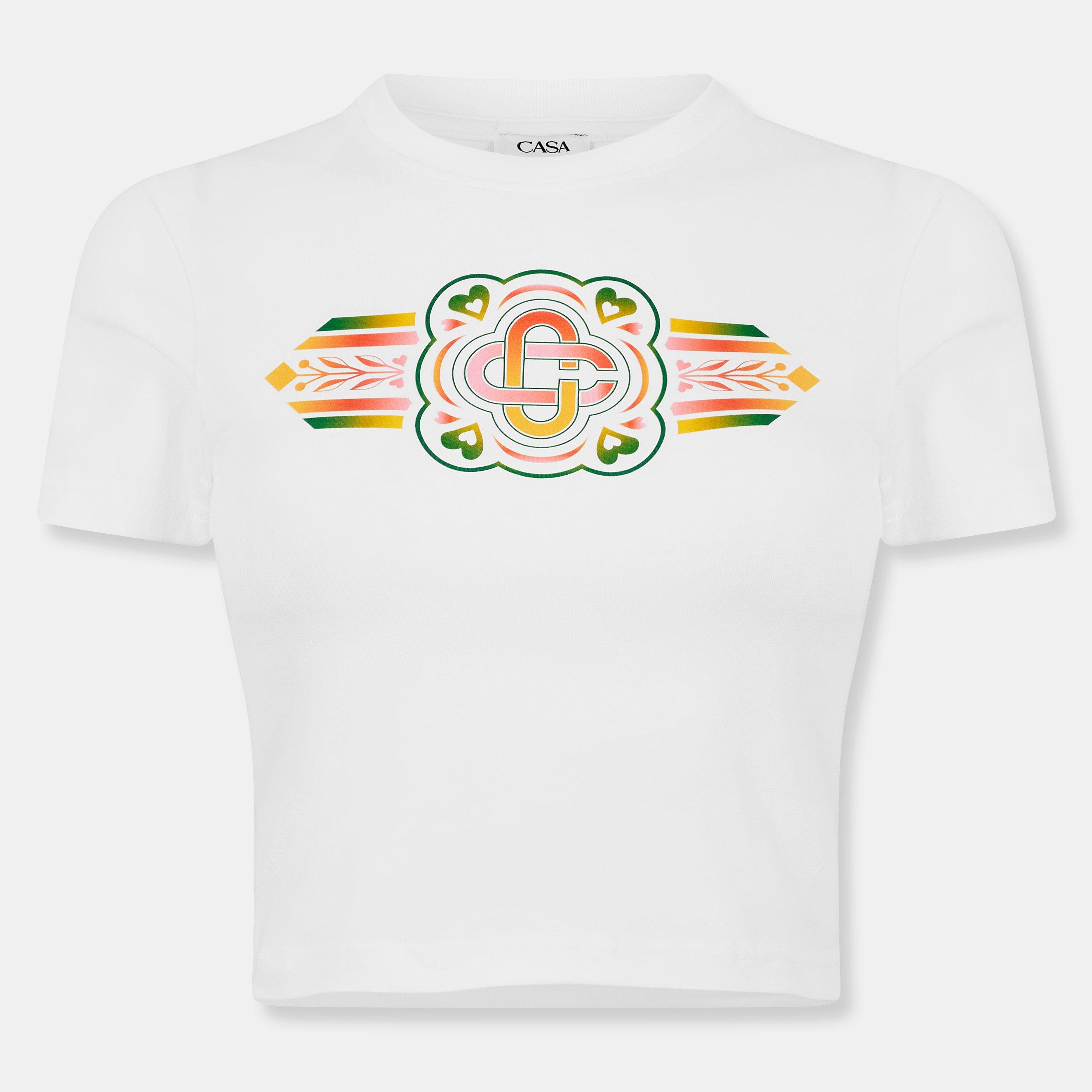 Casablanca Women's Casa Graphic Slim Fit Baby Tees - White - Size 16 (XL)