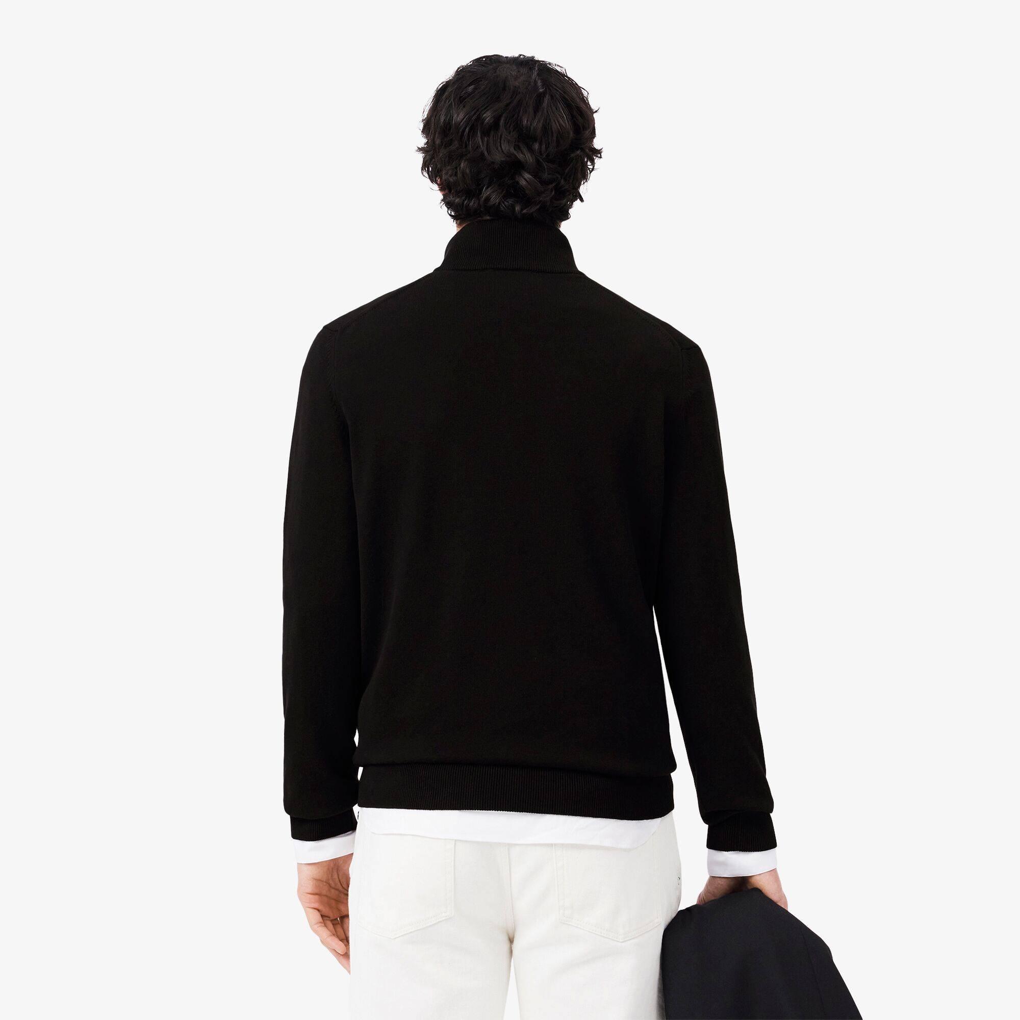 Lacoste Men's Quarter Zip Cotton Fine Knit Crew Neck Jumper