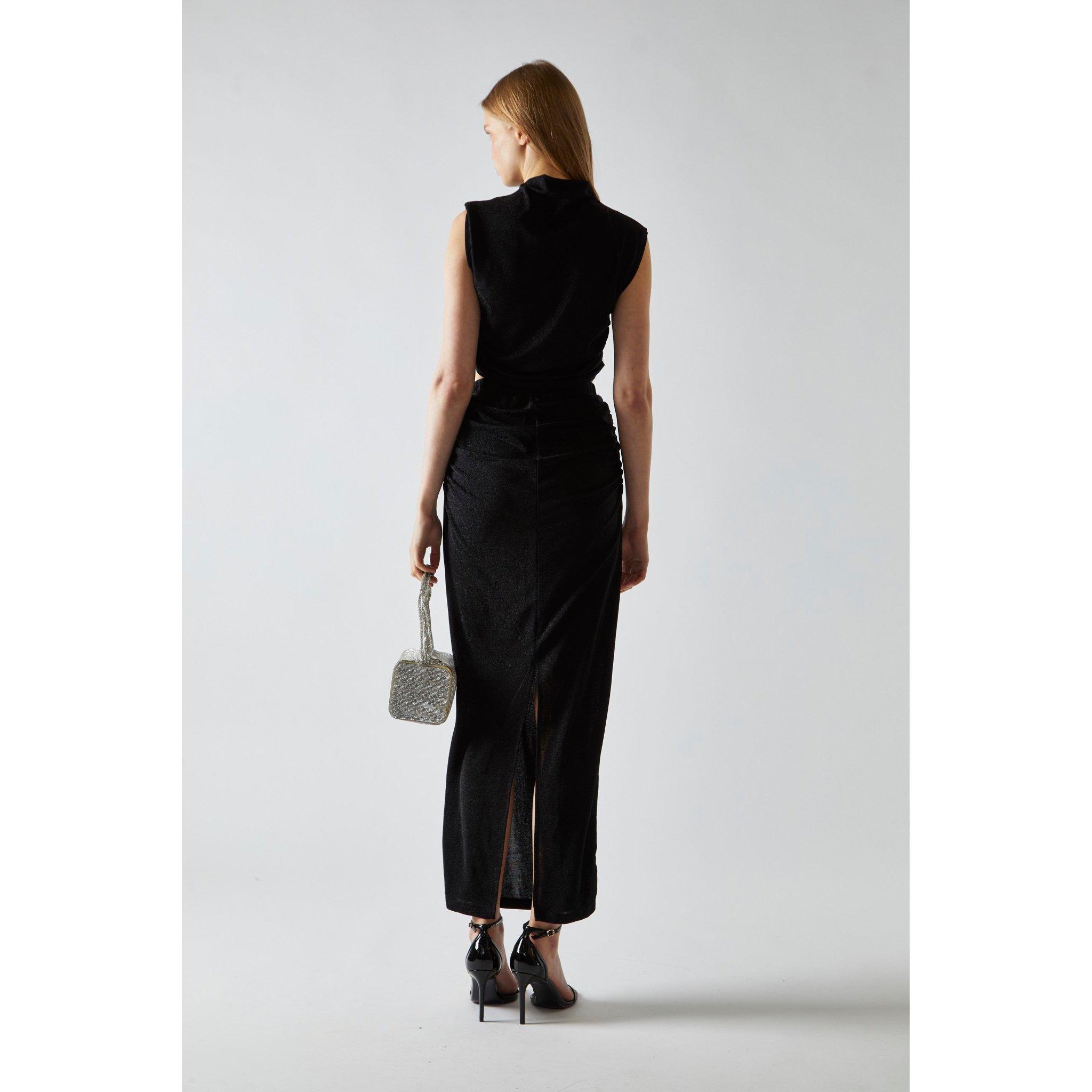 Zwart - Glamorous - Black-Glitter Ruched Midaxi-Skirt - 3