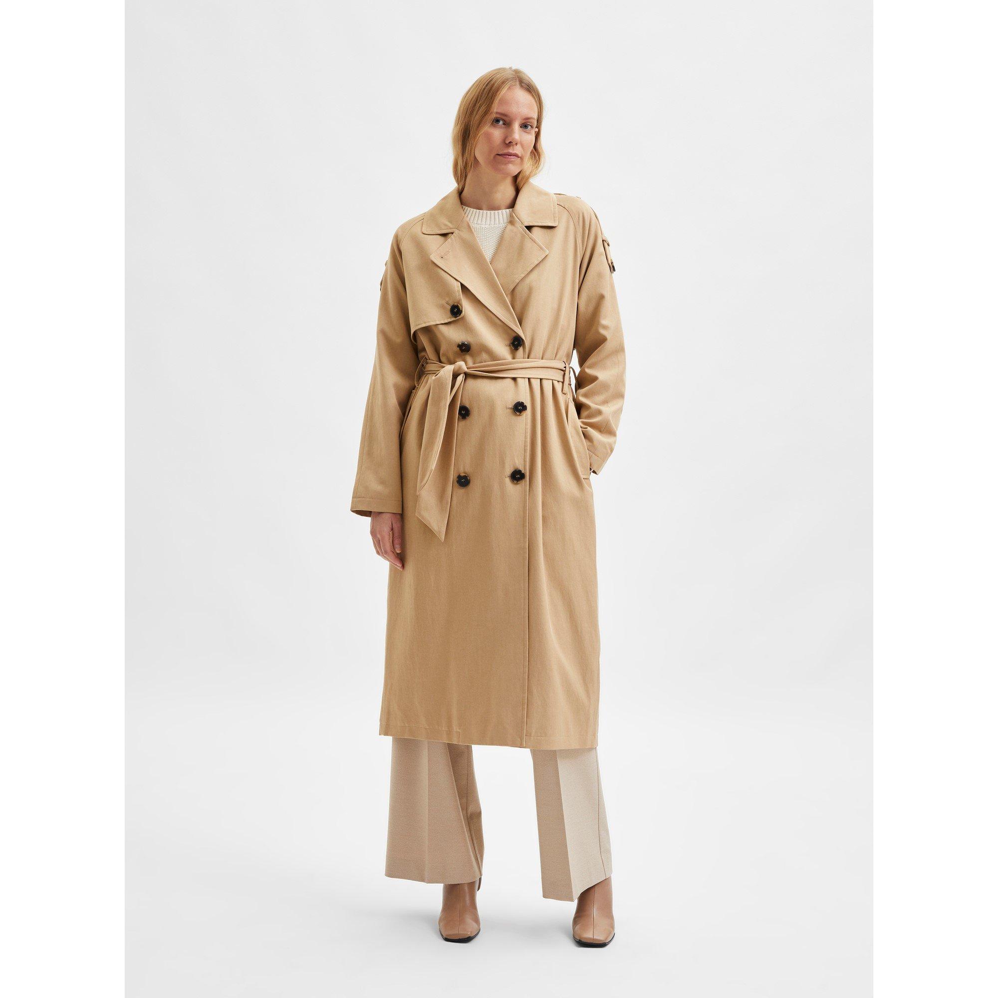 Selected Femme Women's Bern Water Resistant Cotton Long Sleeve Trench Coat - Cornstalk - 40