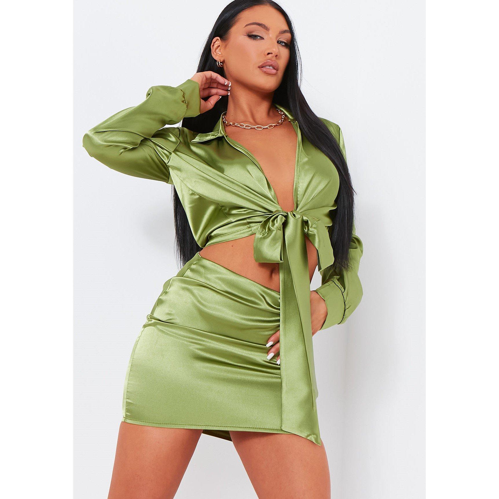 Green - Missy Empire - Satin Mini Skirt Co-Ord