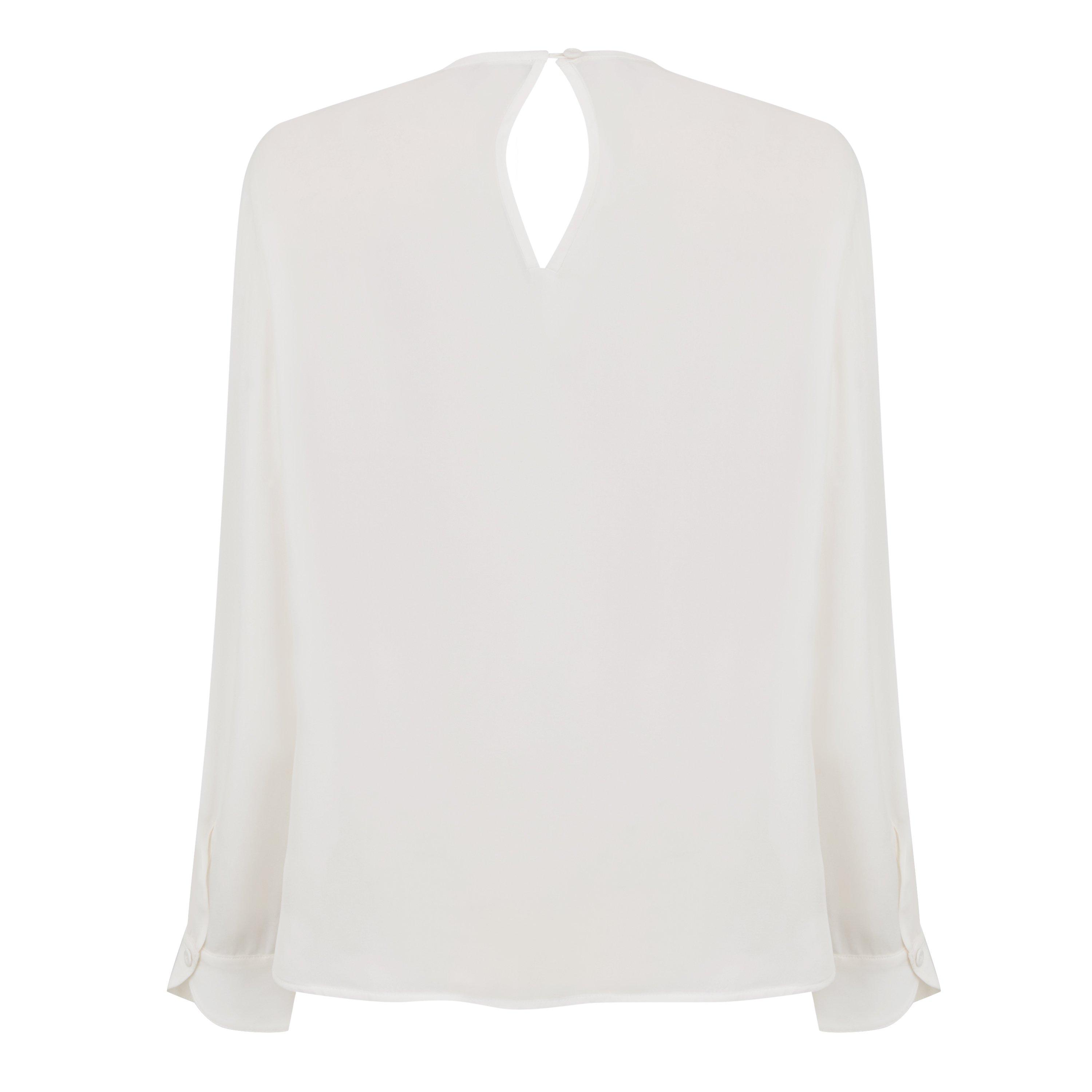 Bianco Seta - Emporio Armani - Women's Plain Long-Sleeve Shirt - 2