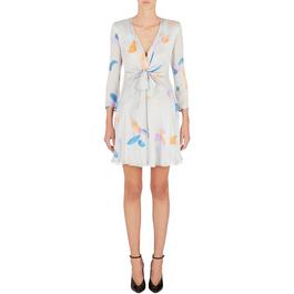 Emporio Armani Floral Print Front Knot Charmeuse Dress