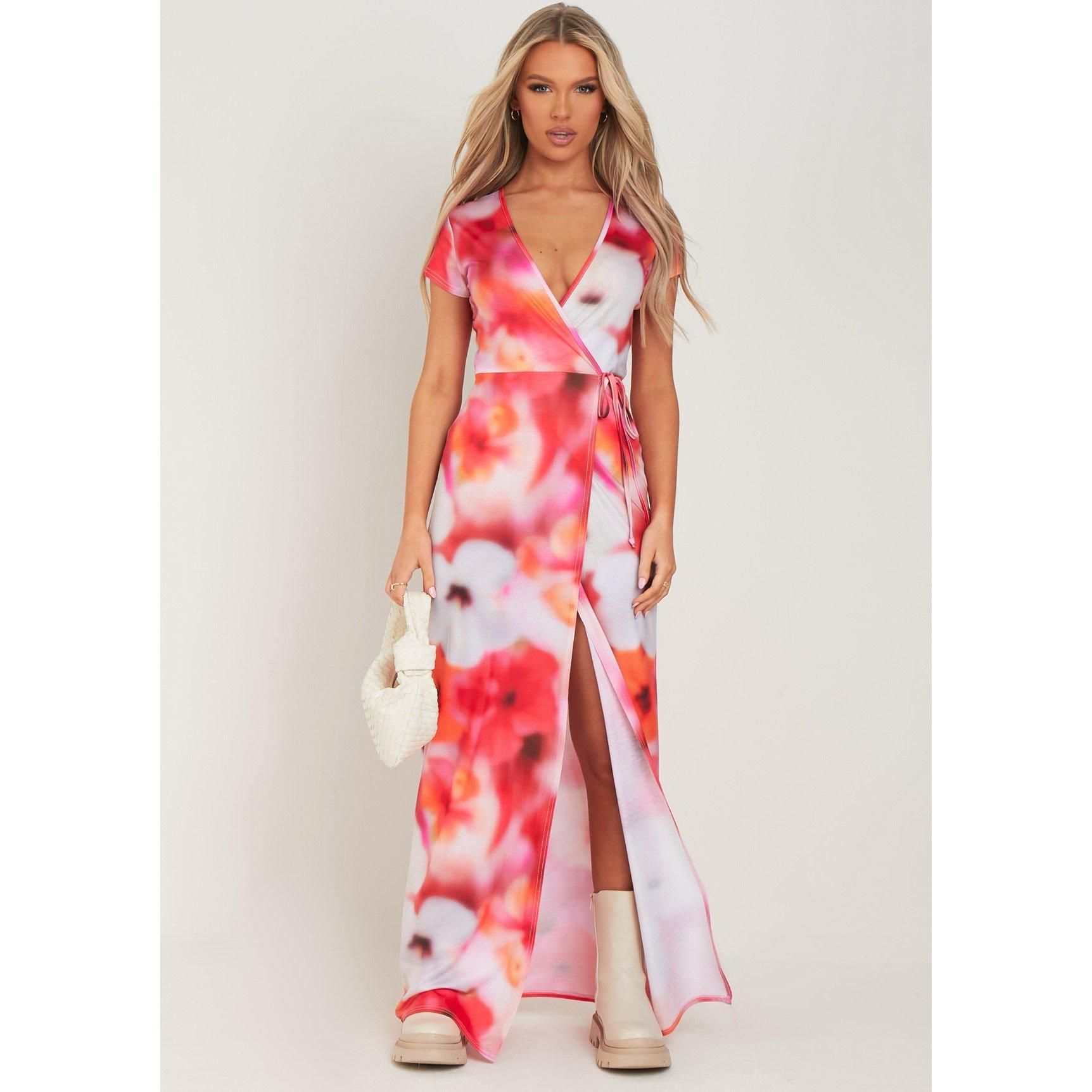 Pink - Missy Empire - Floral Print Wrap Maxi Dress